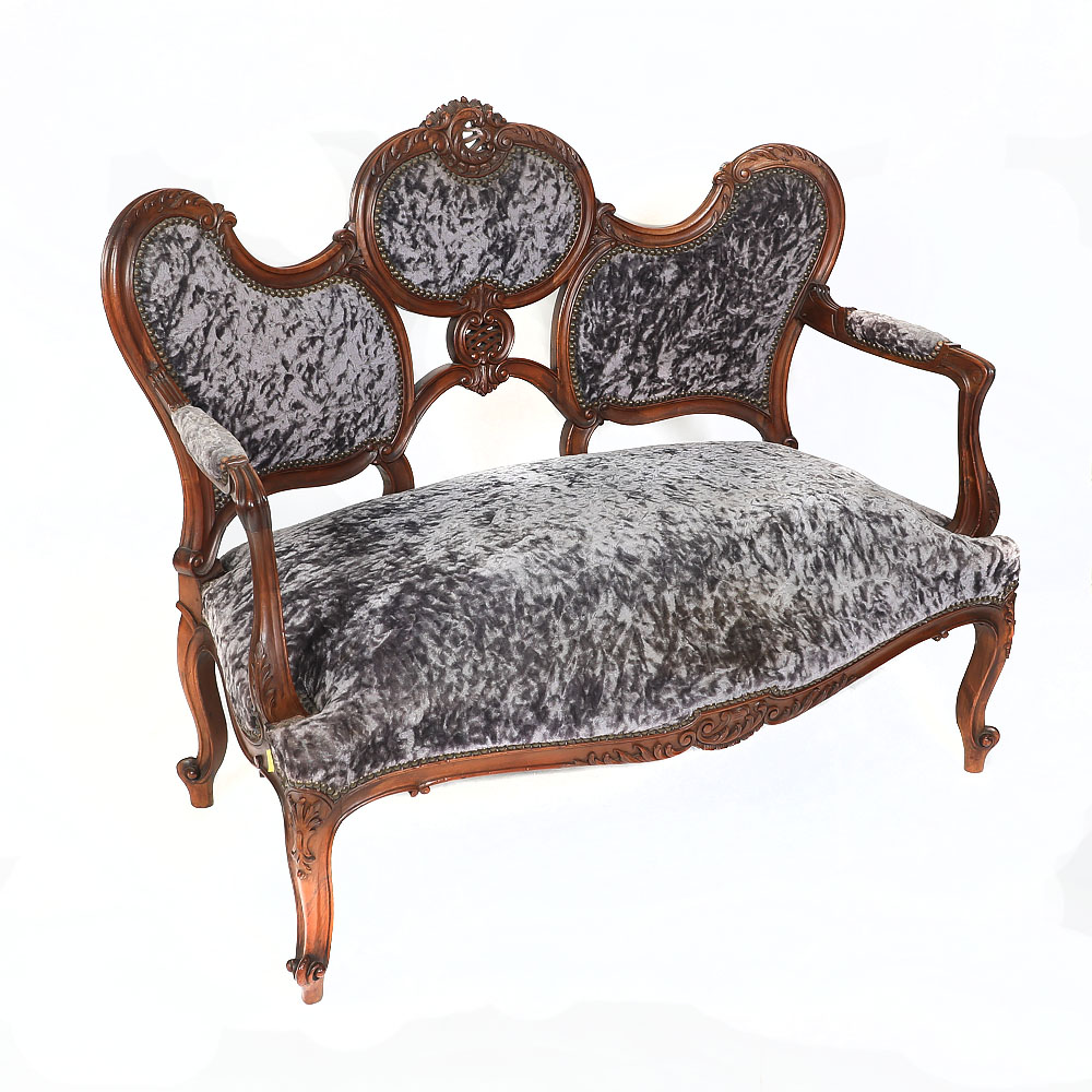 Antique French Carved Walnut Sofa