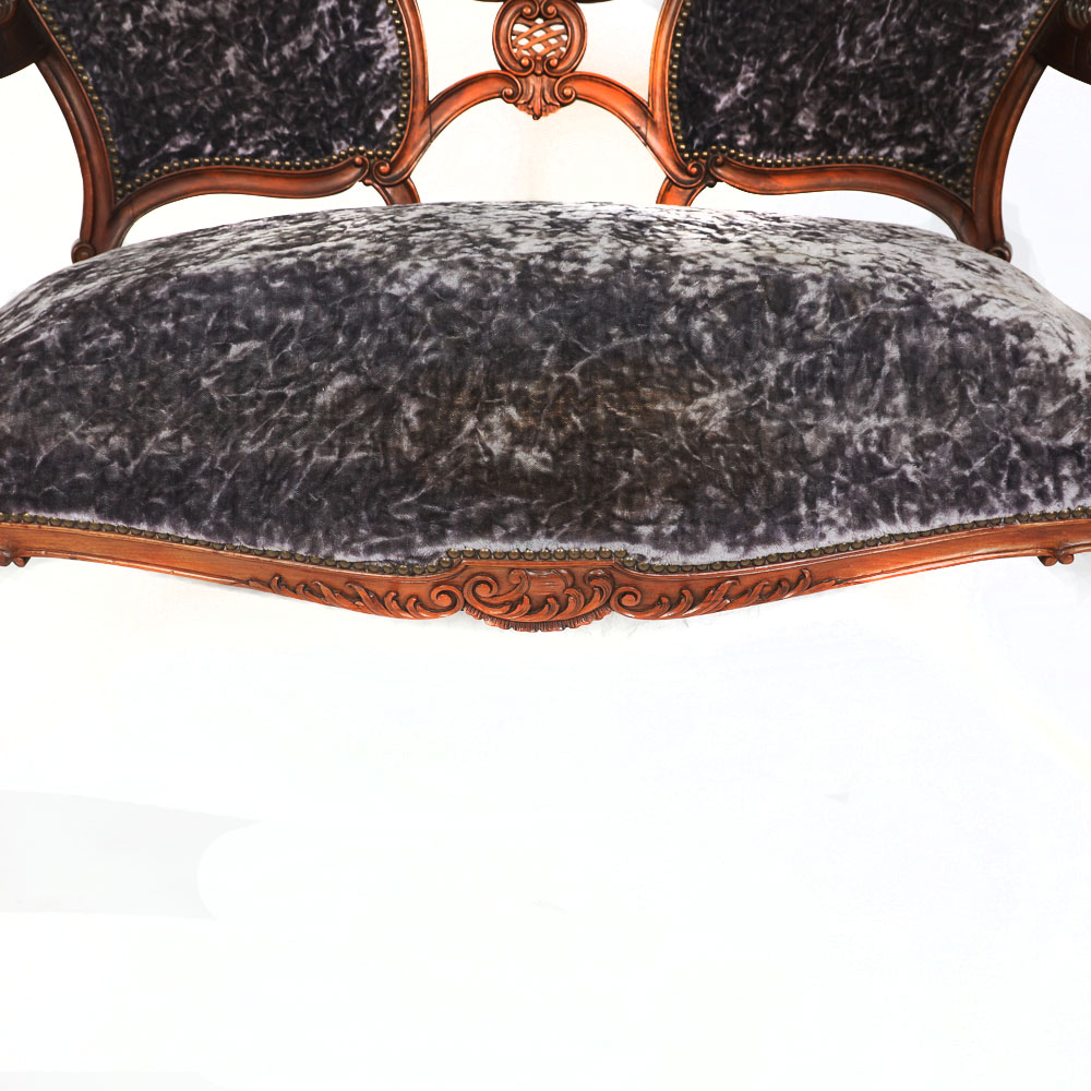 Antique French Carved Walnut Sofa