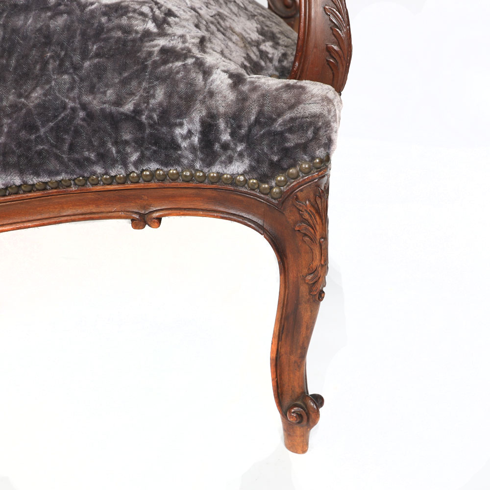 Antique French Carved Walnut Sofa