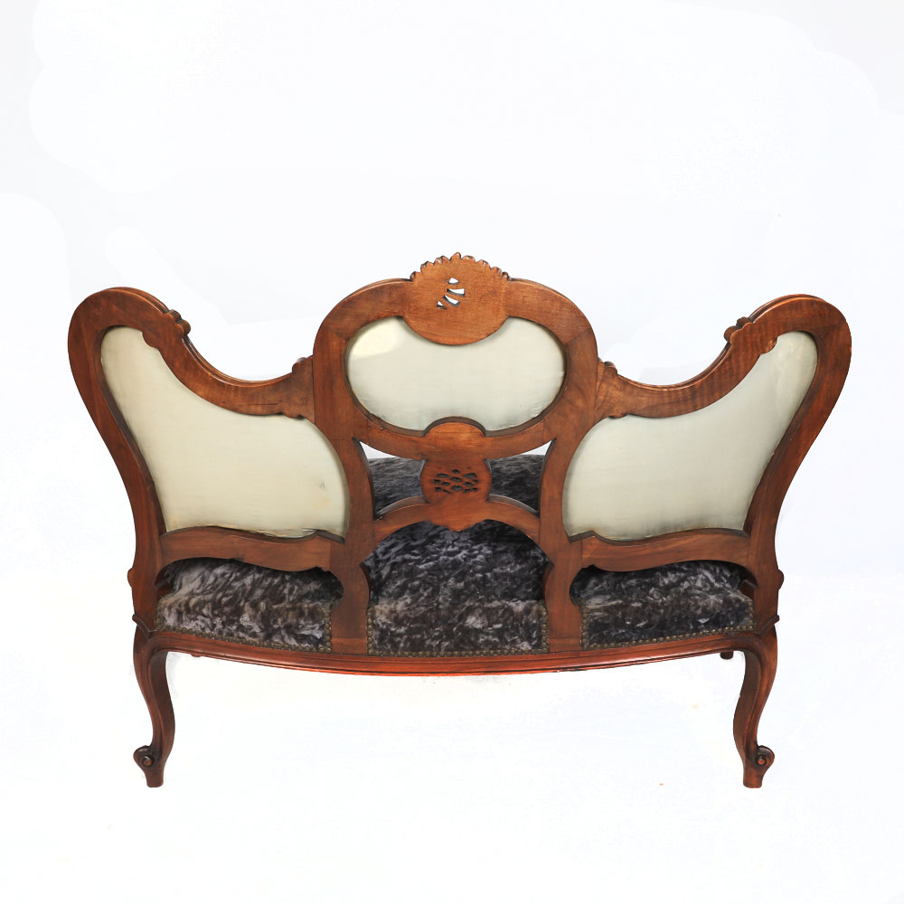 Antique French Carved Walnut Sofa