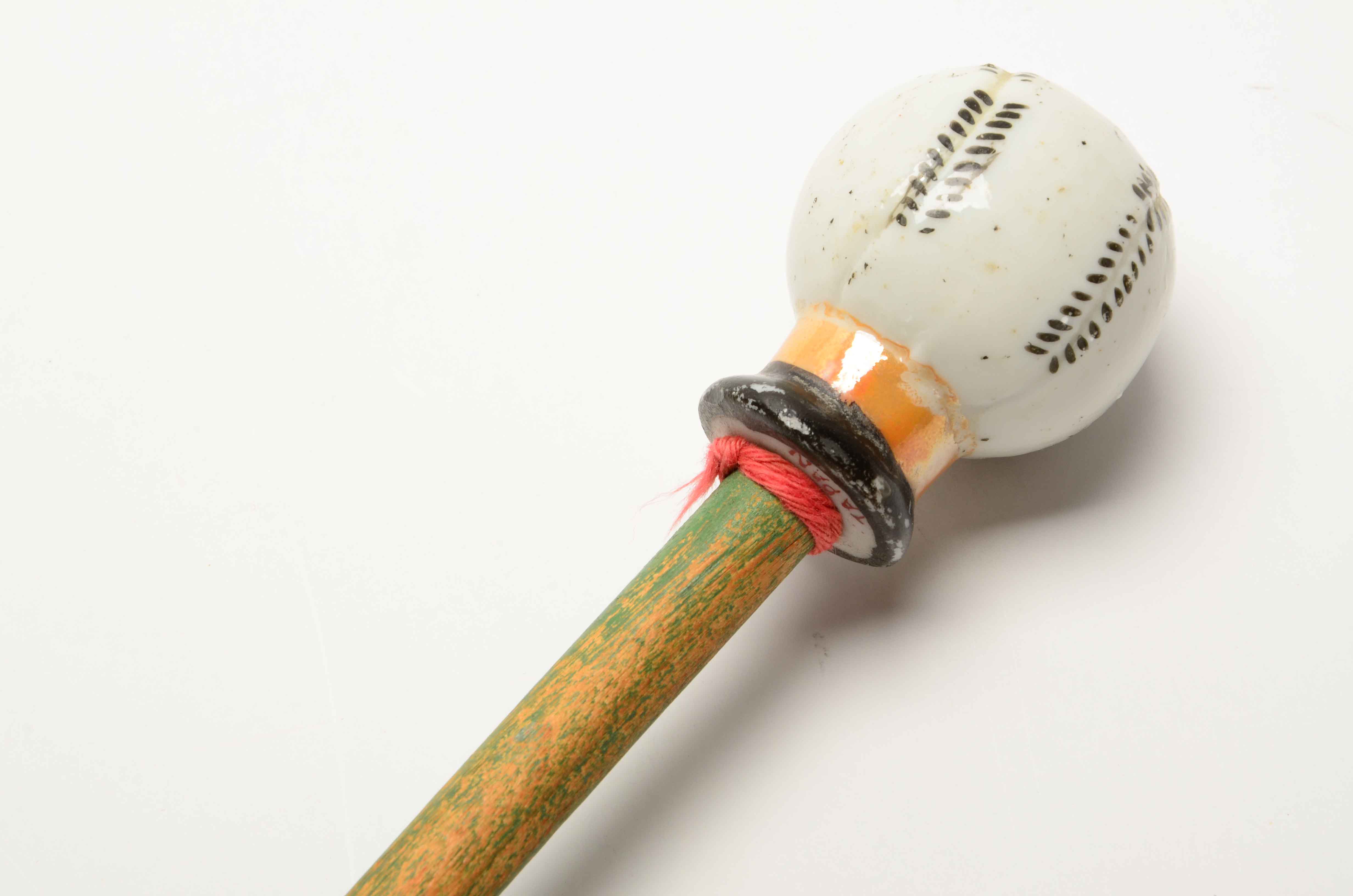 1940s Porcelain Baseball Top Walking Cane