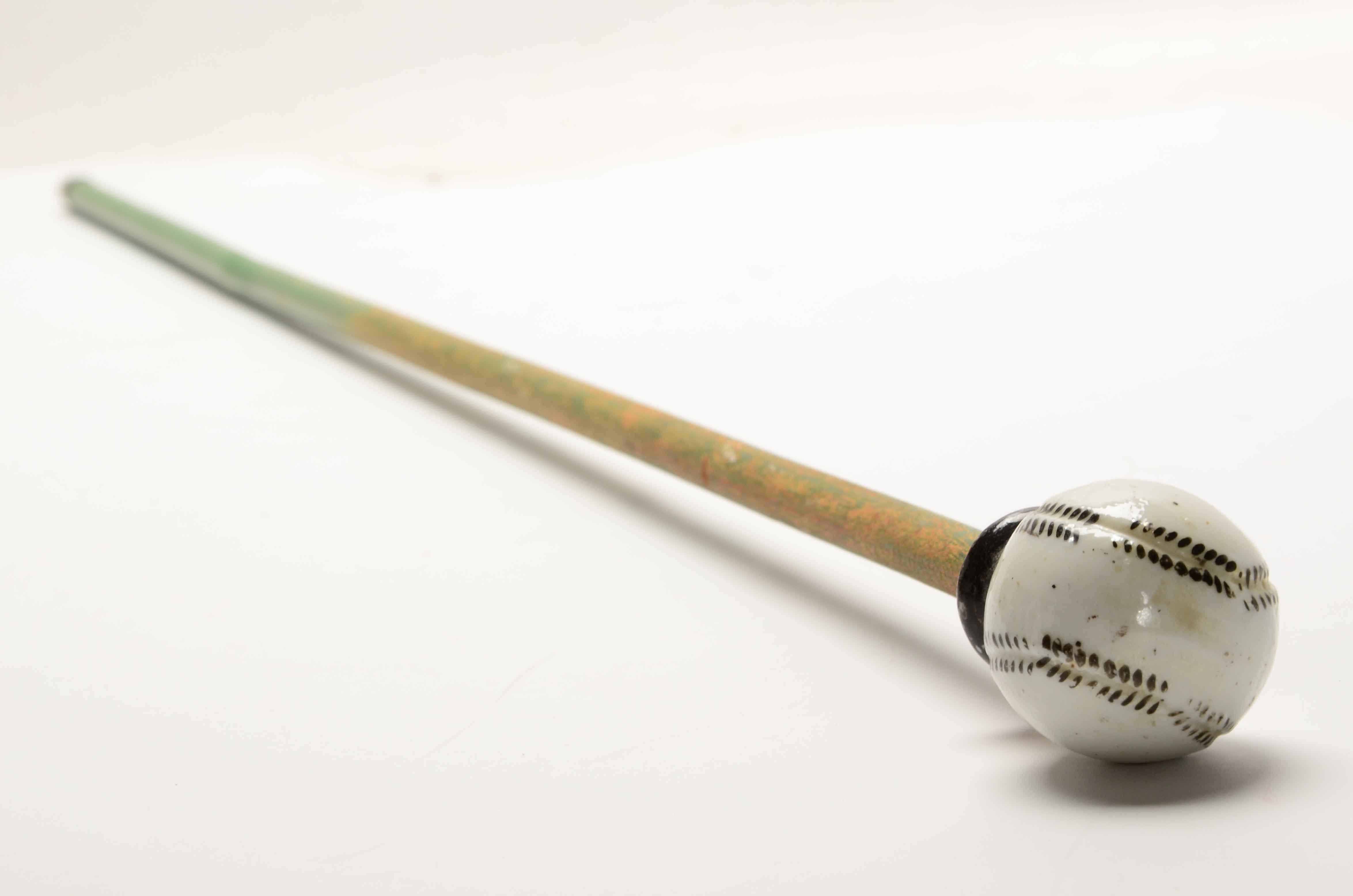 1940s Porcelain Baseball Top Walking Cane