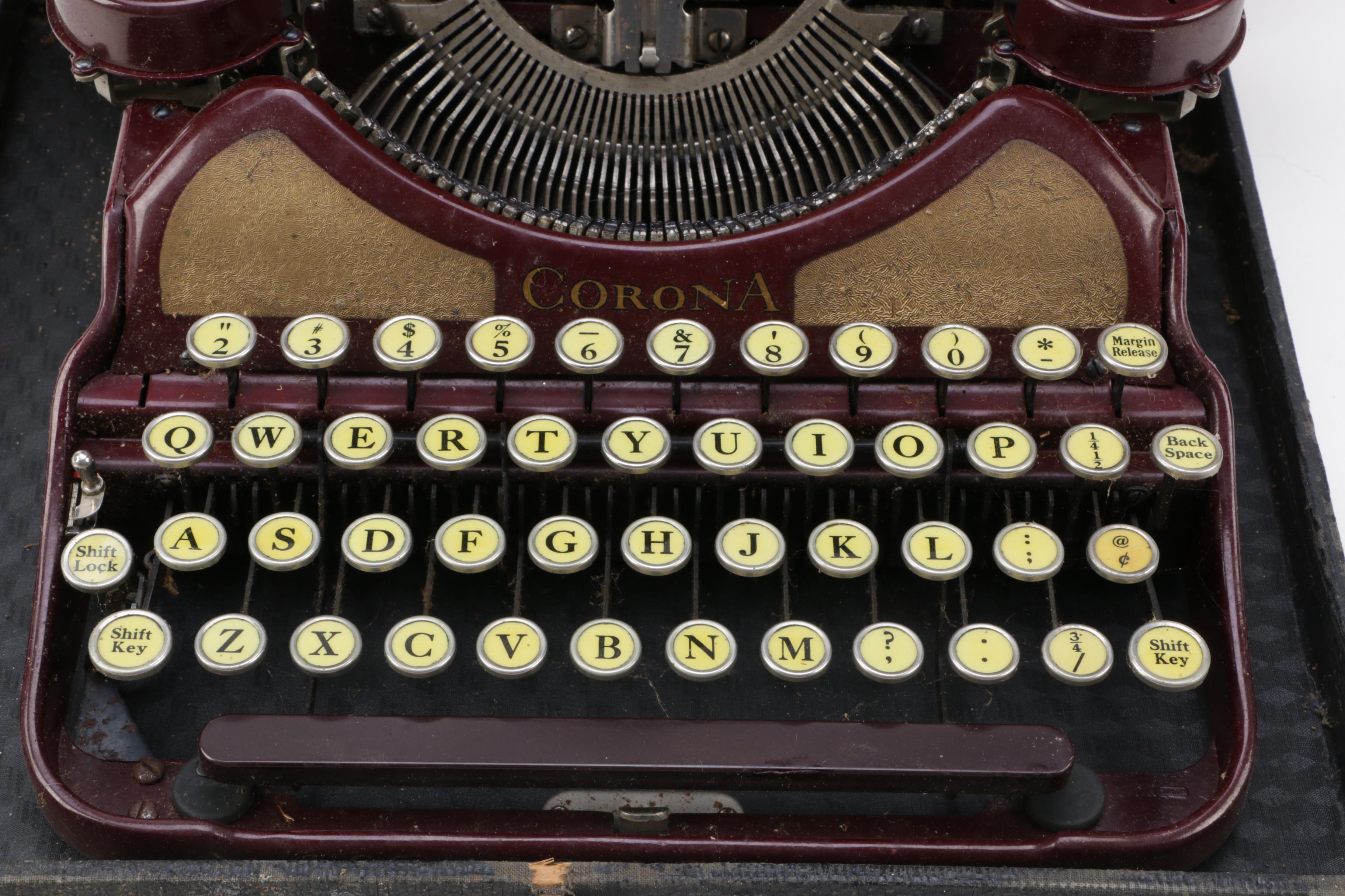 Vintage Corona Typewriter with Case and Manual