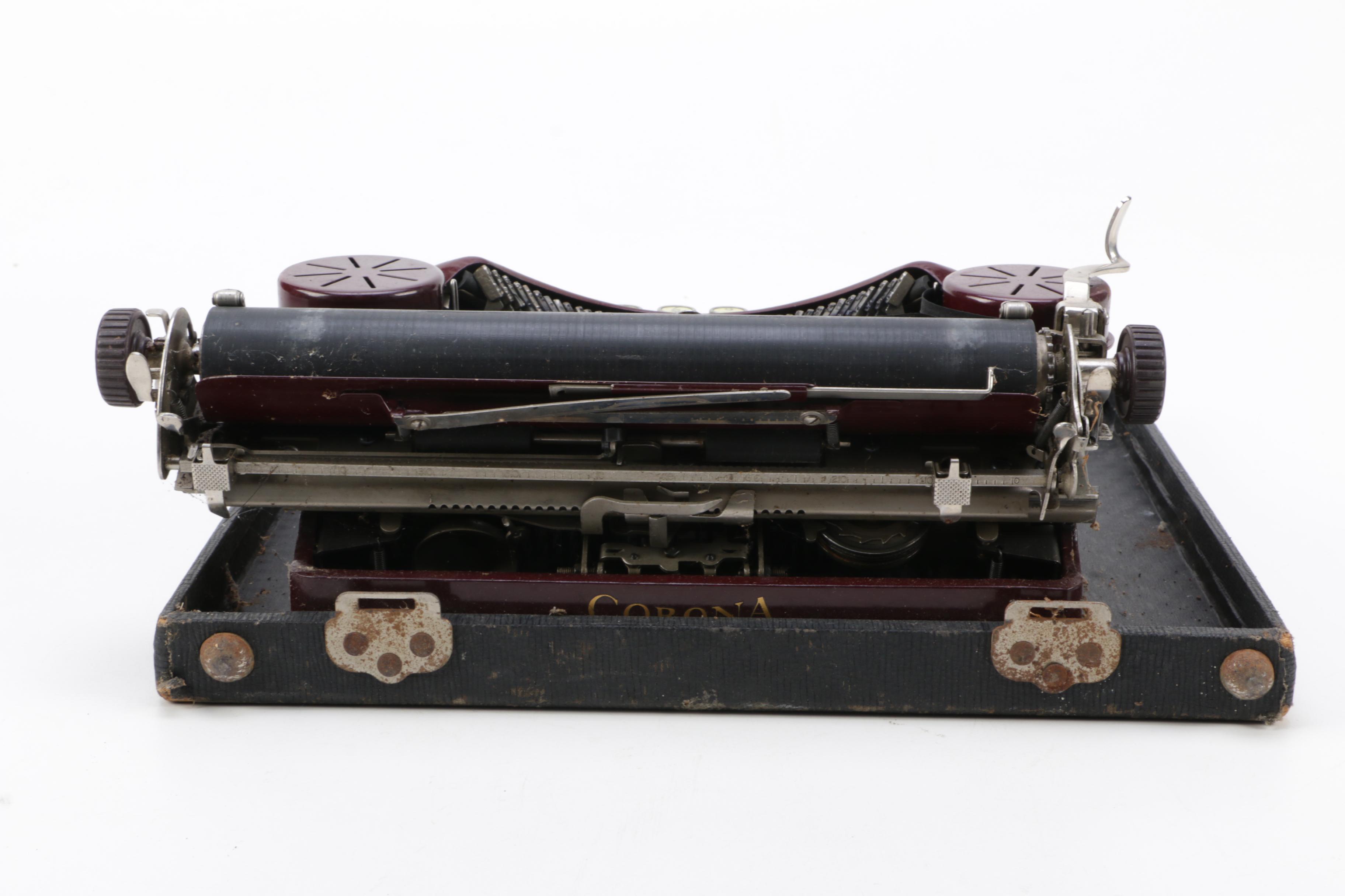 Vintage Corona Typewriter with Case and Manual
