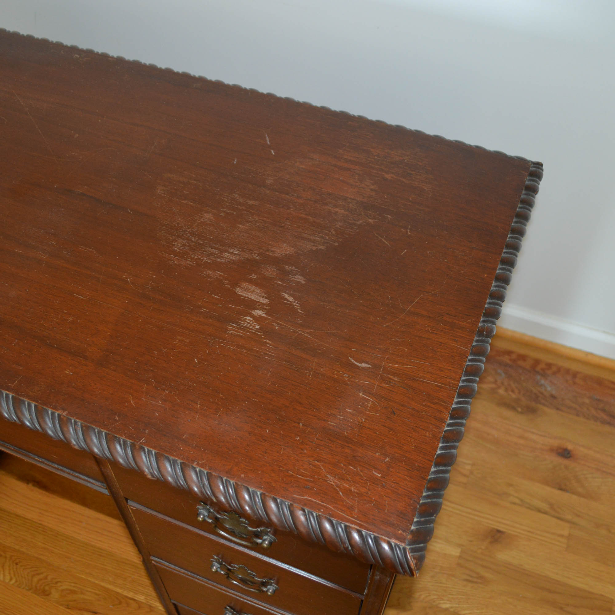 Vintage Chippendale Style Executive Desk