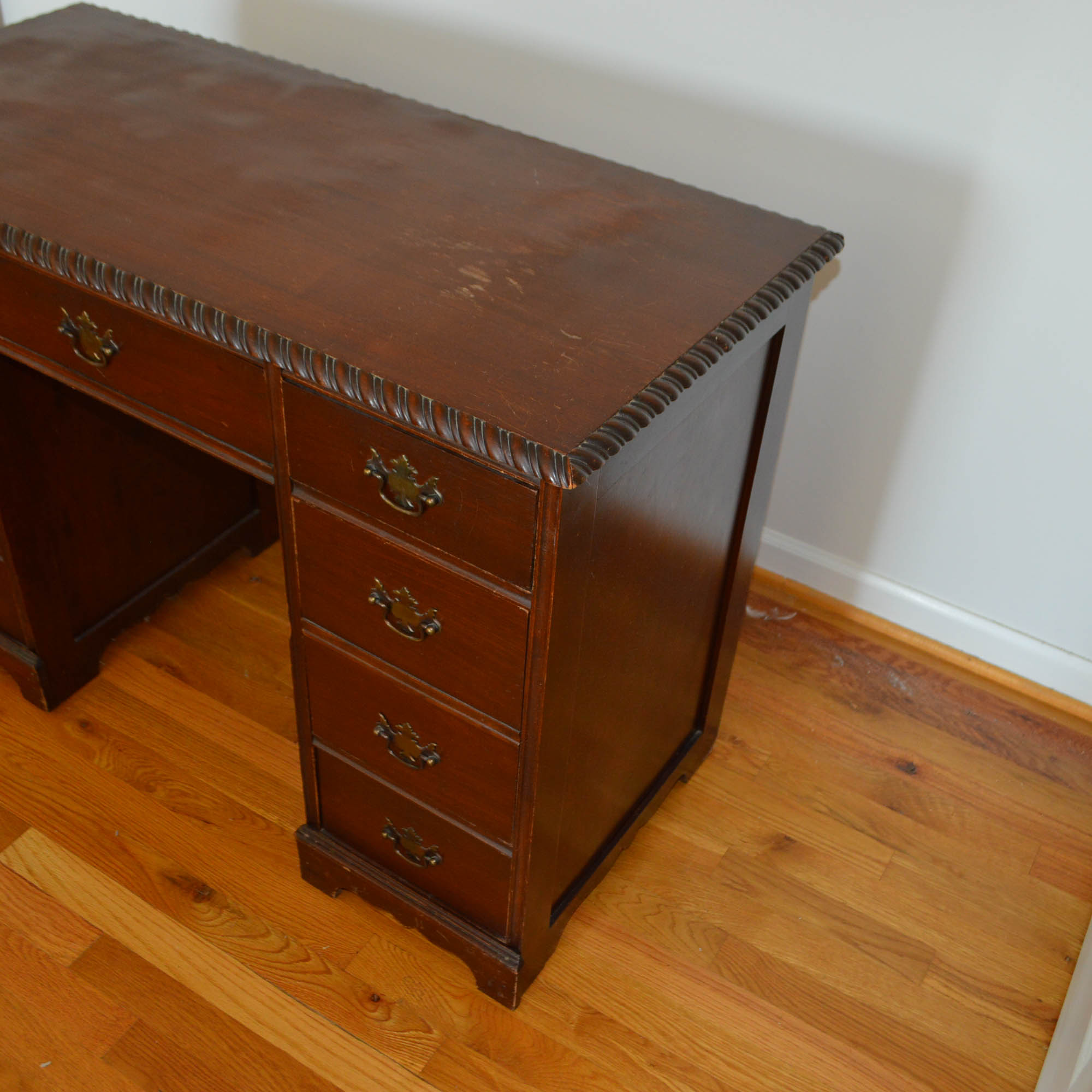 Vintage Chippendale Style Executive Desk