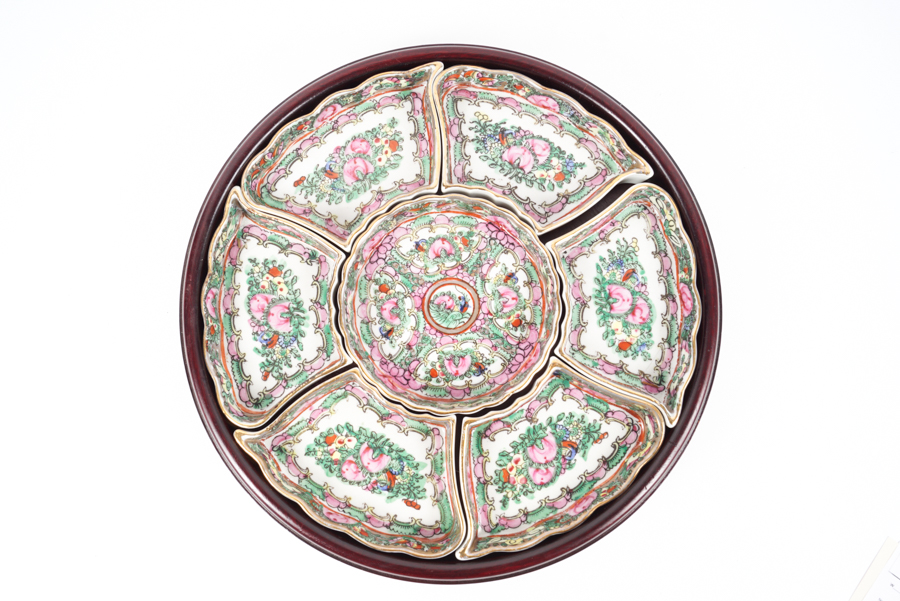 Chinese Porcelain Serving Dishes with Lazy Susan