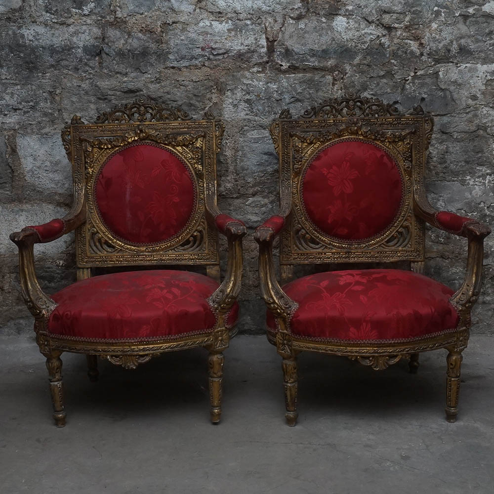 Vintage Rococo Style Arm Chairs