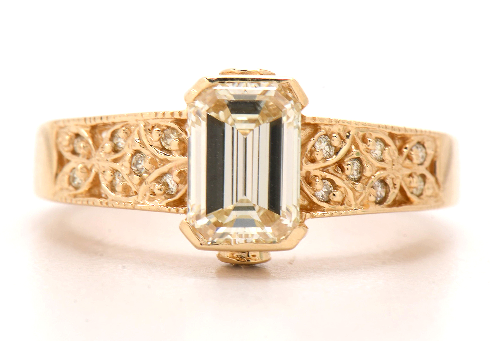14K Yellow Gold Emerald Cut Diamond Ring