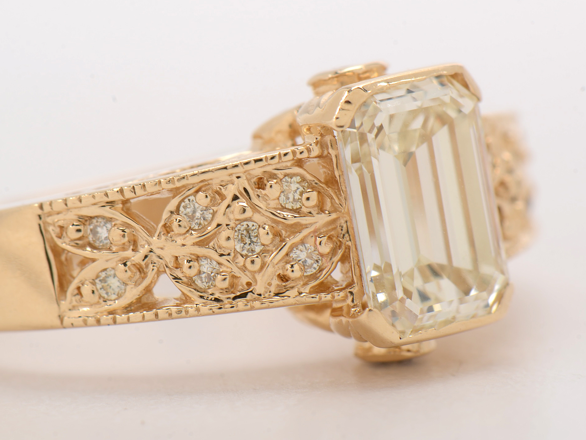 14K Yellow Gold Emerald Cut Diamond Ring