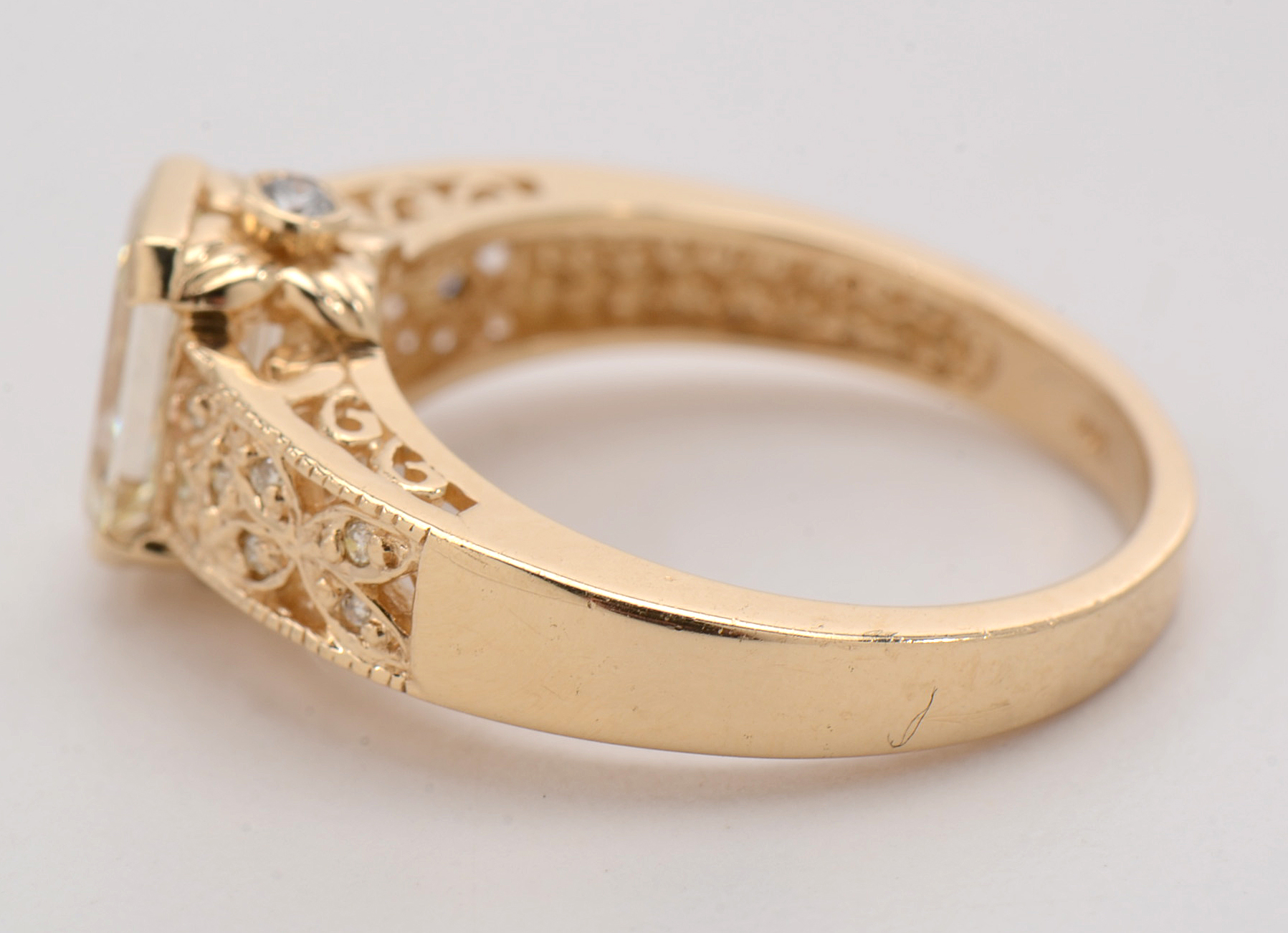 14K Yellow Gold Emerald Cut Diamond Ring