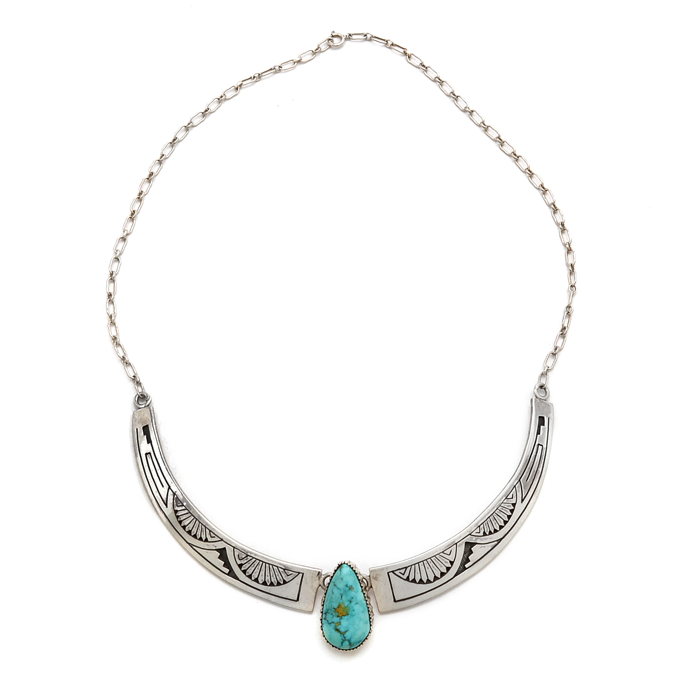 Sterling Silver Necklace with Turquoise Pendant