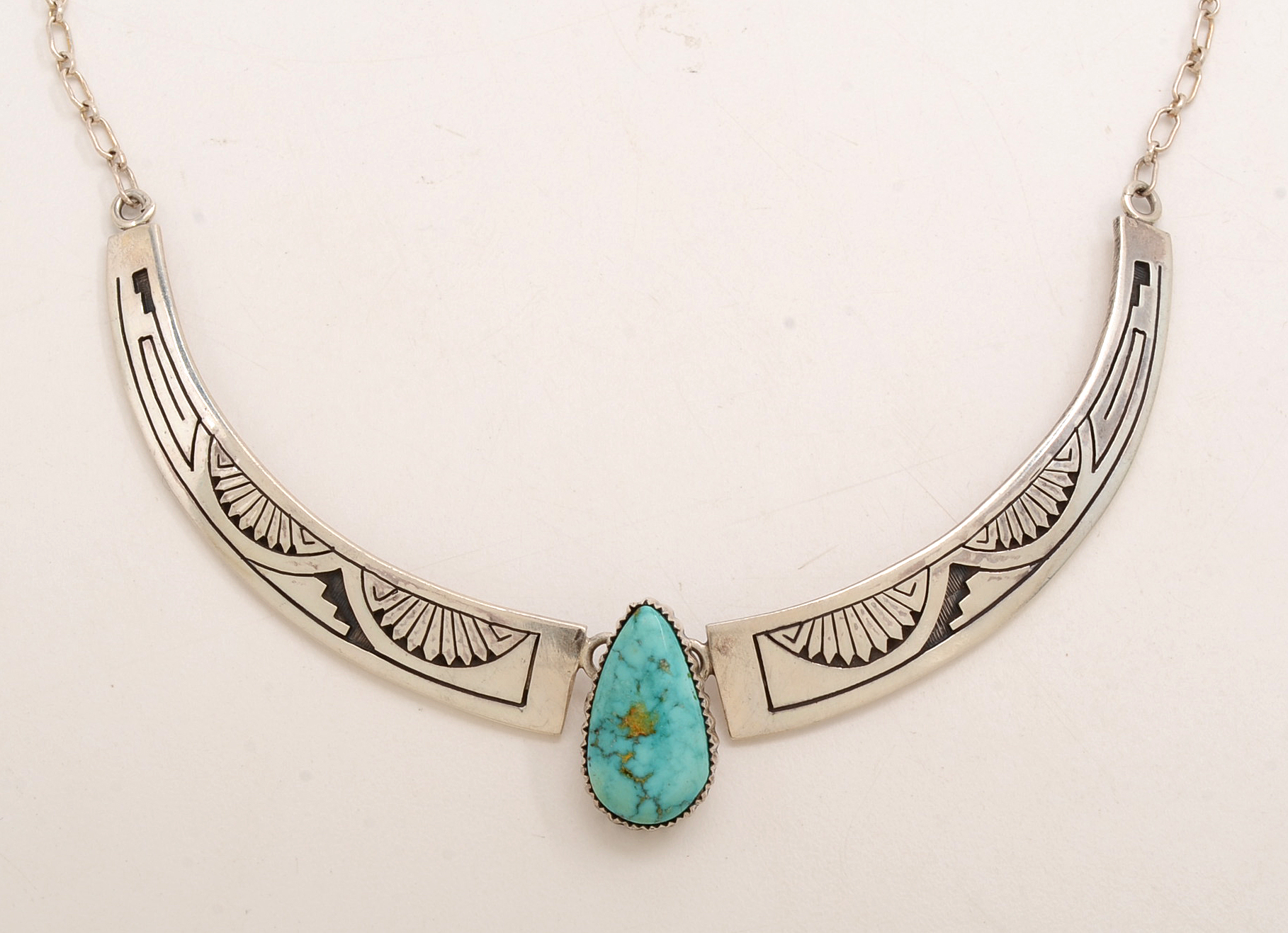 Sterling Silver Necklace with Turquoise Pendant