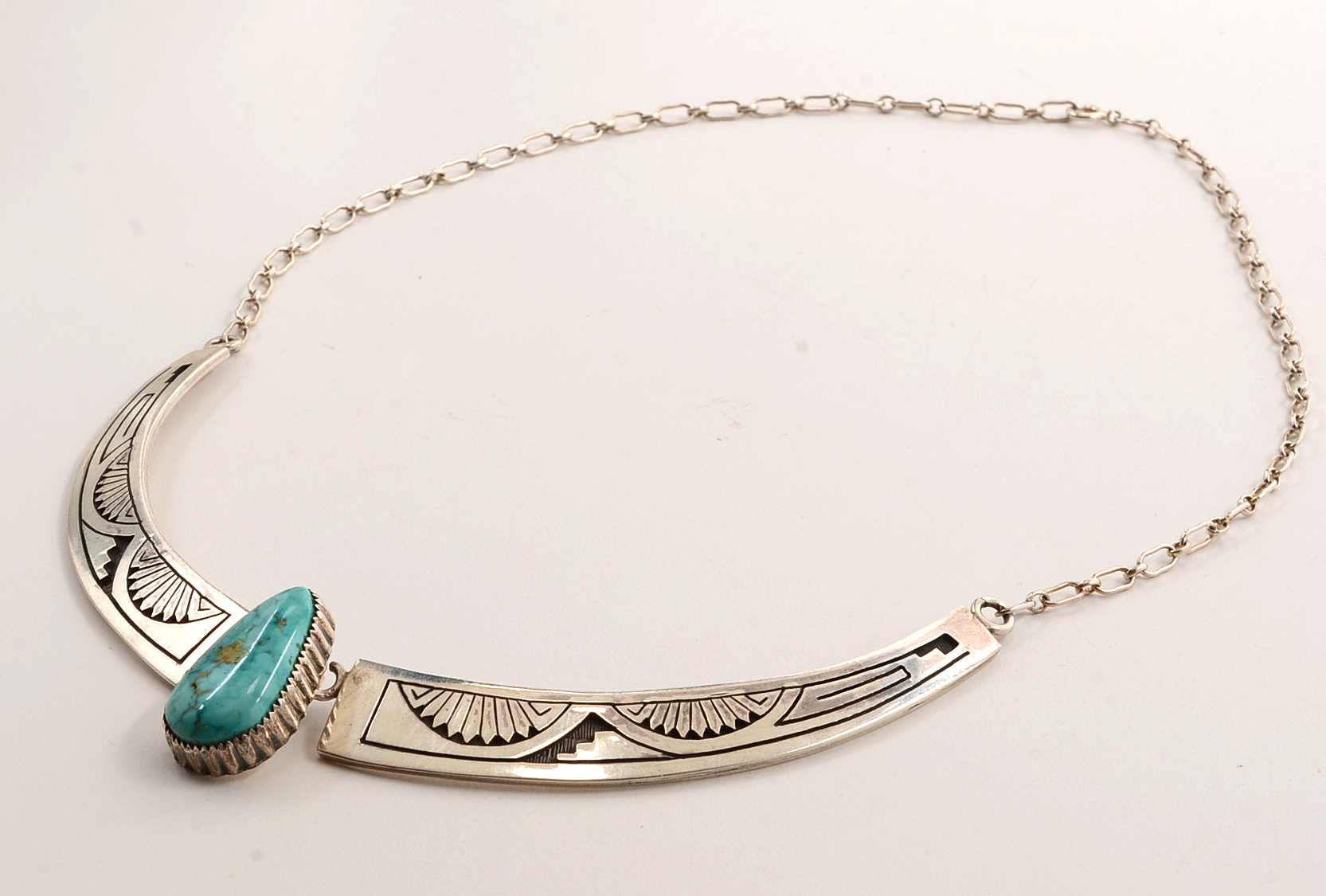 Sterling Silver Necklace with Turquoise Pendant