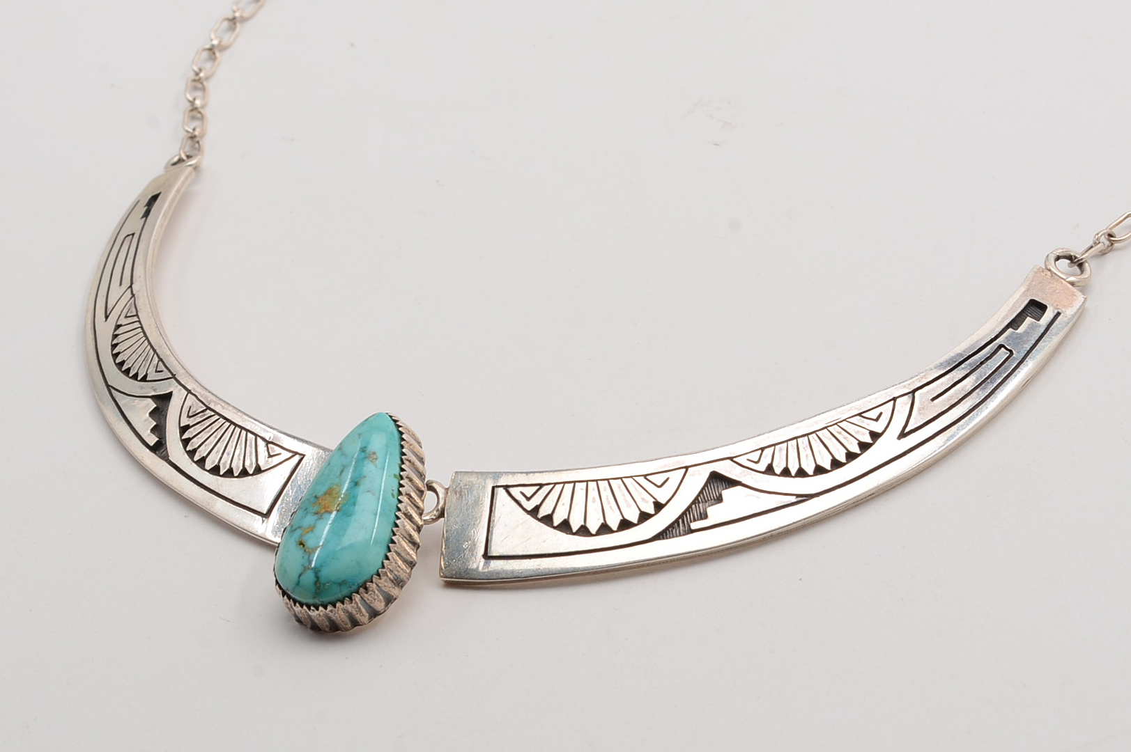 Sterling Silver Necklace with Turquoise Pendant
