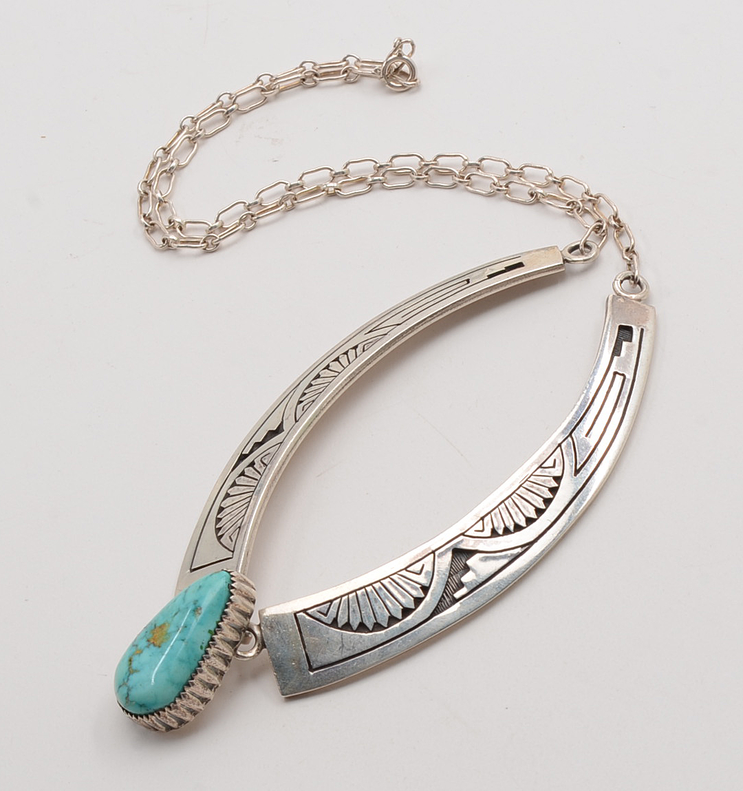 Sterling Silver Necklace with Turquoise Pendant