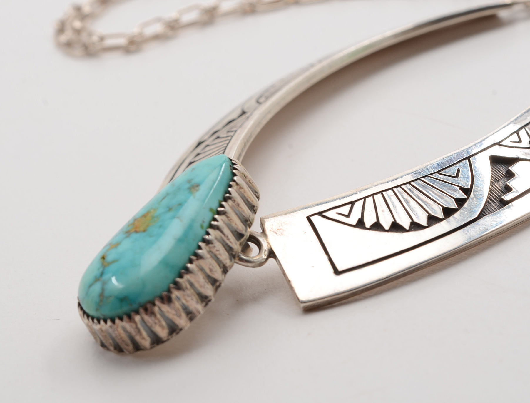 Sterling Silver Necklace with Turquoise Pendant