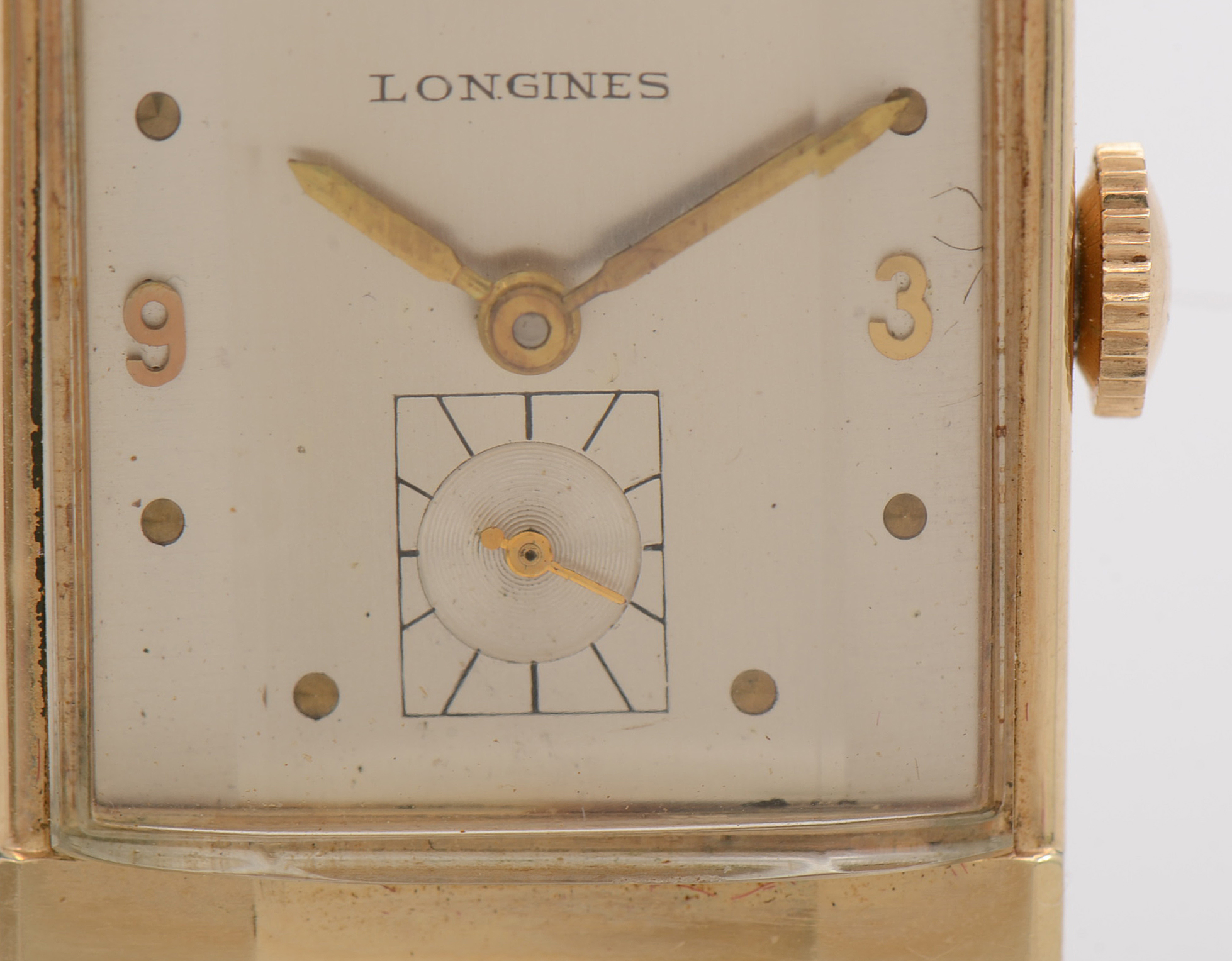 Longines 14K Yellow Gold Tank Style Watch in Original Case with Paperwork