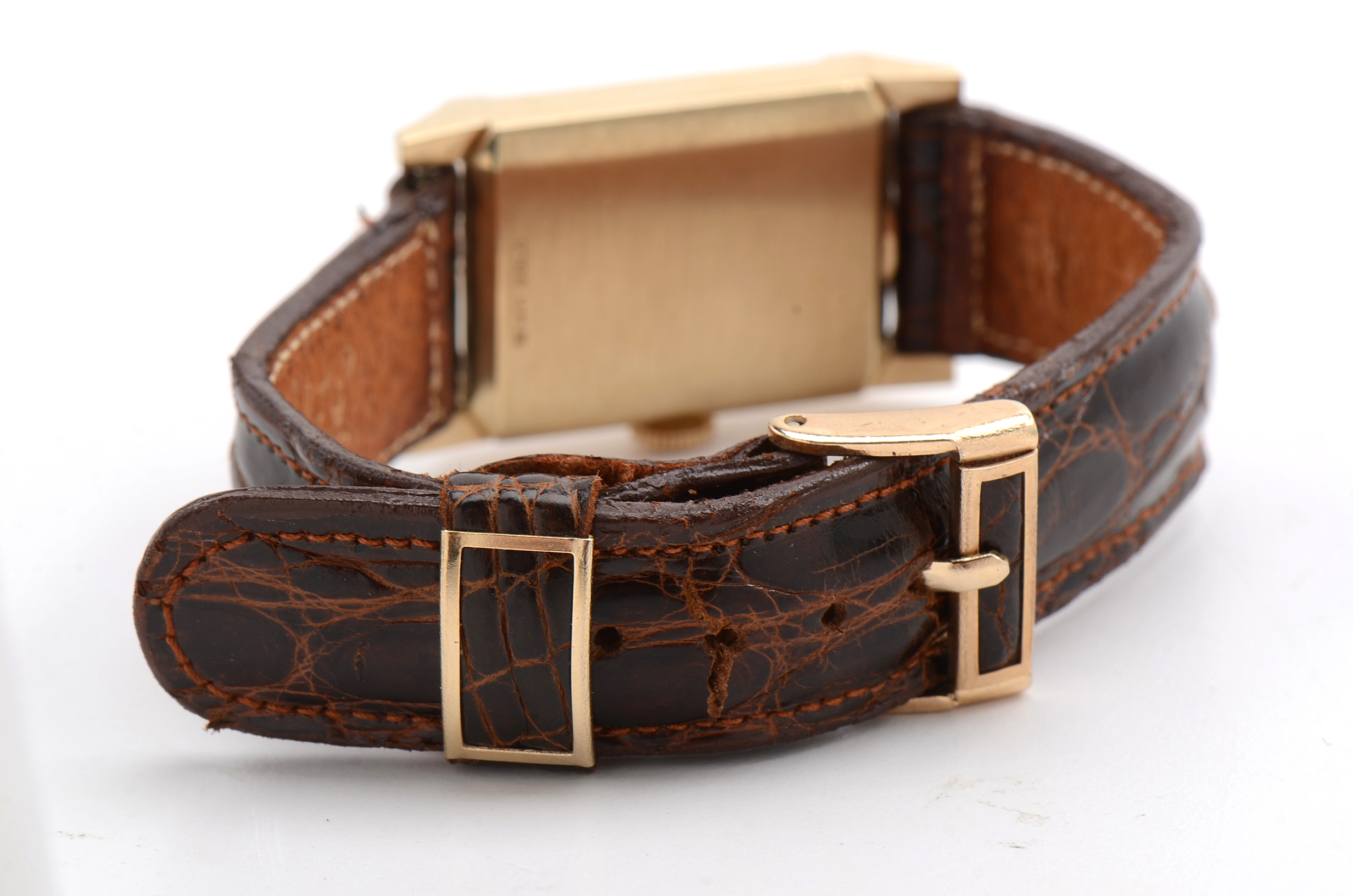 Longines 14K Yellow Gold Tank Style Watch in Original Case with Paperwork