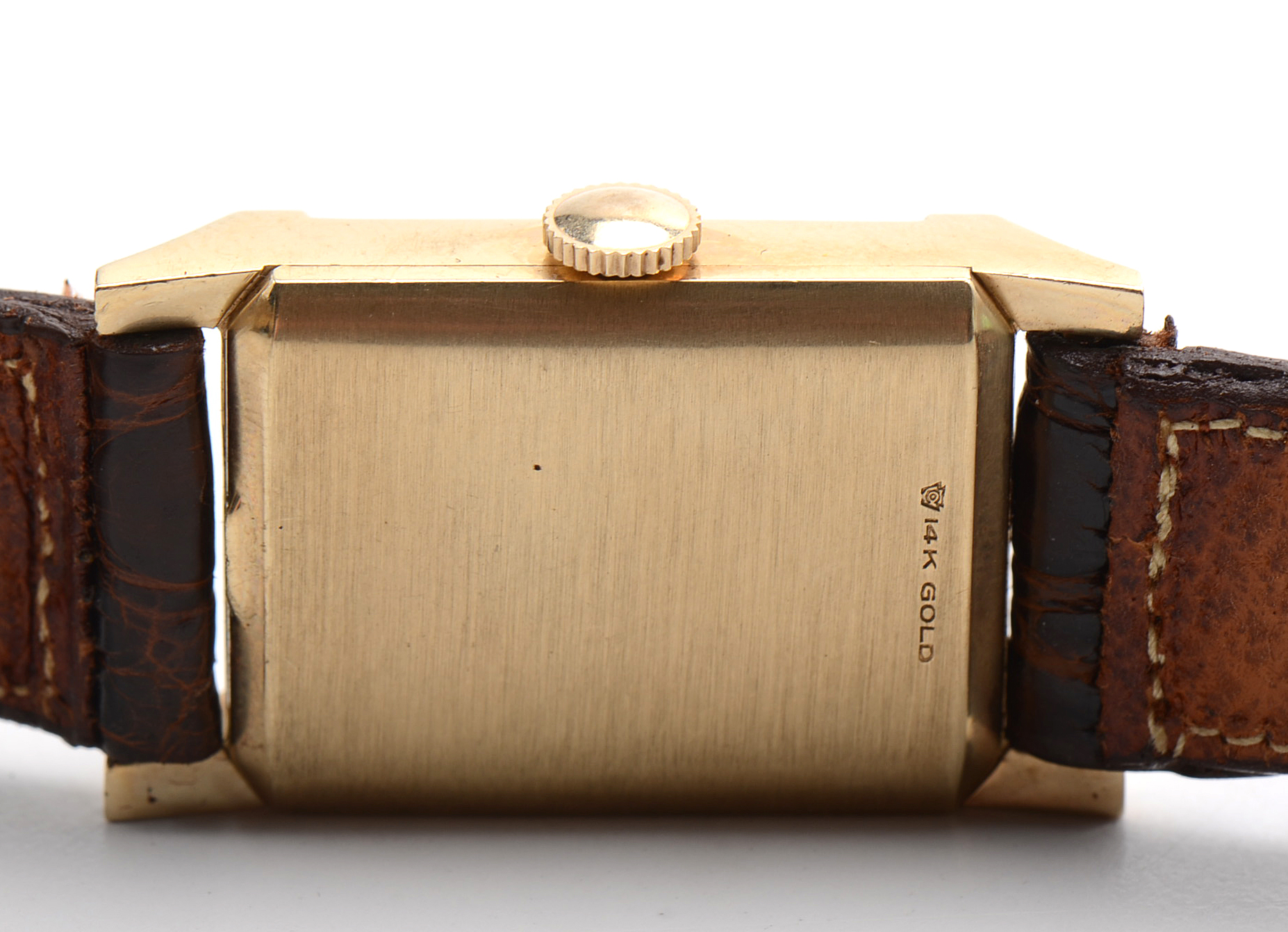 Longines 14K Yellow Gold Tank Style Watch in Original Case with Paperwork