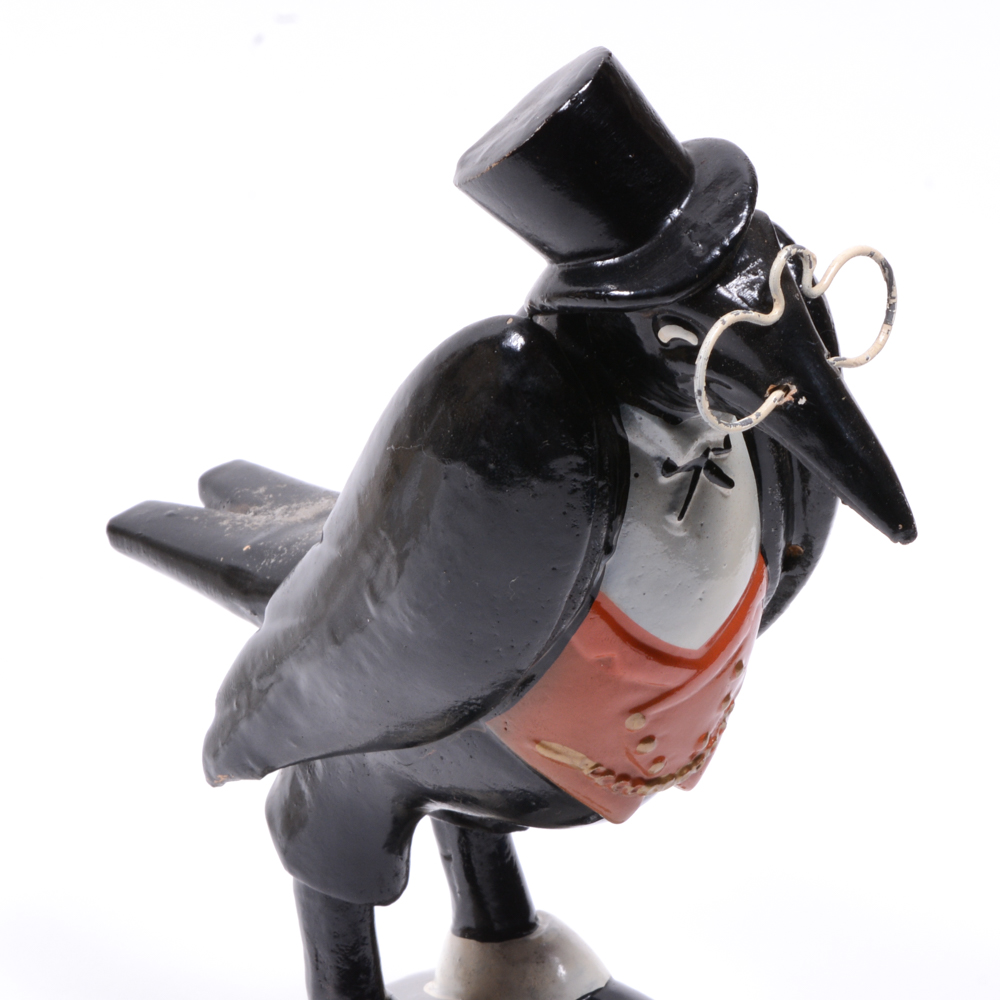 Vintage Old Crow Whiskey Bottles And Logo Figurine