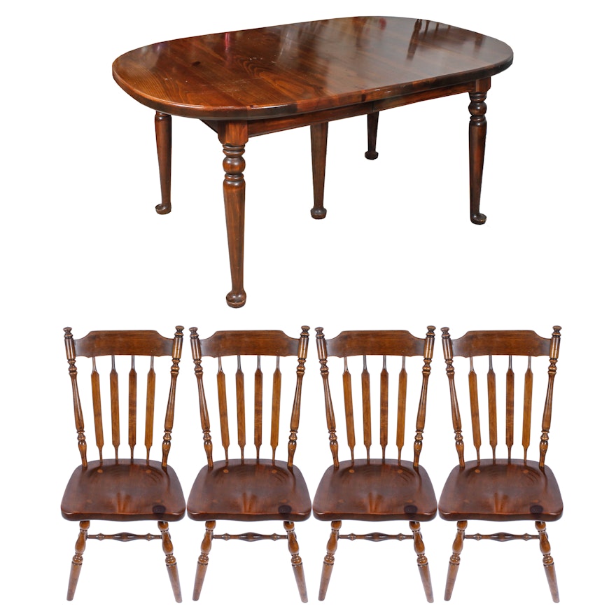 Vintage "Early American" Dining Table and Chairs by Ethan Allen