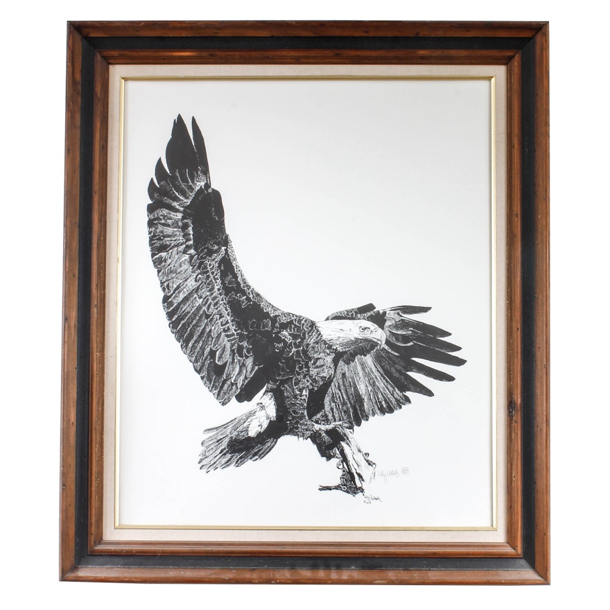 Kelly Vollrath Offset Lithograph of Bald Eagle
