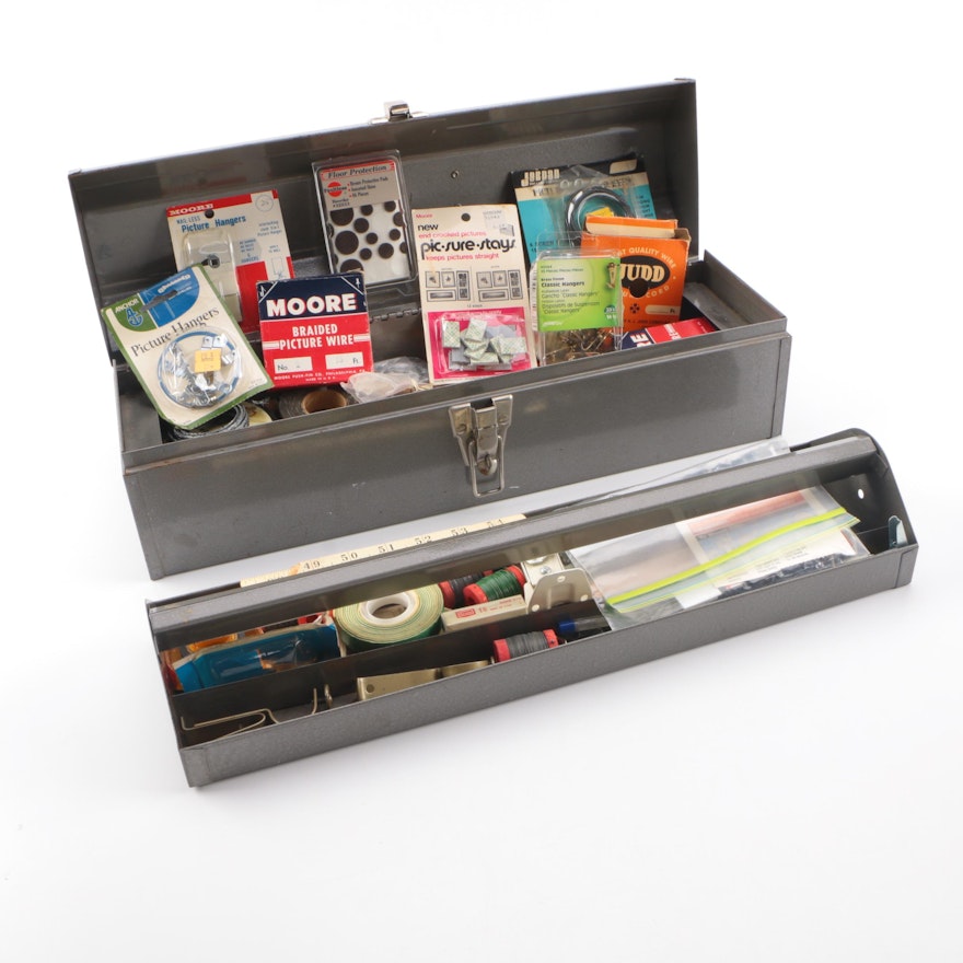 Rectangular Gray Craftsman Tool Box with Tools