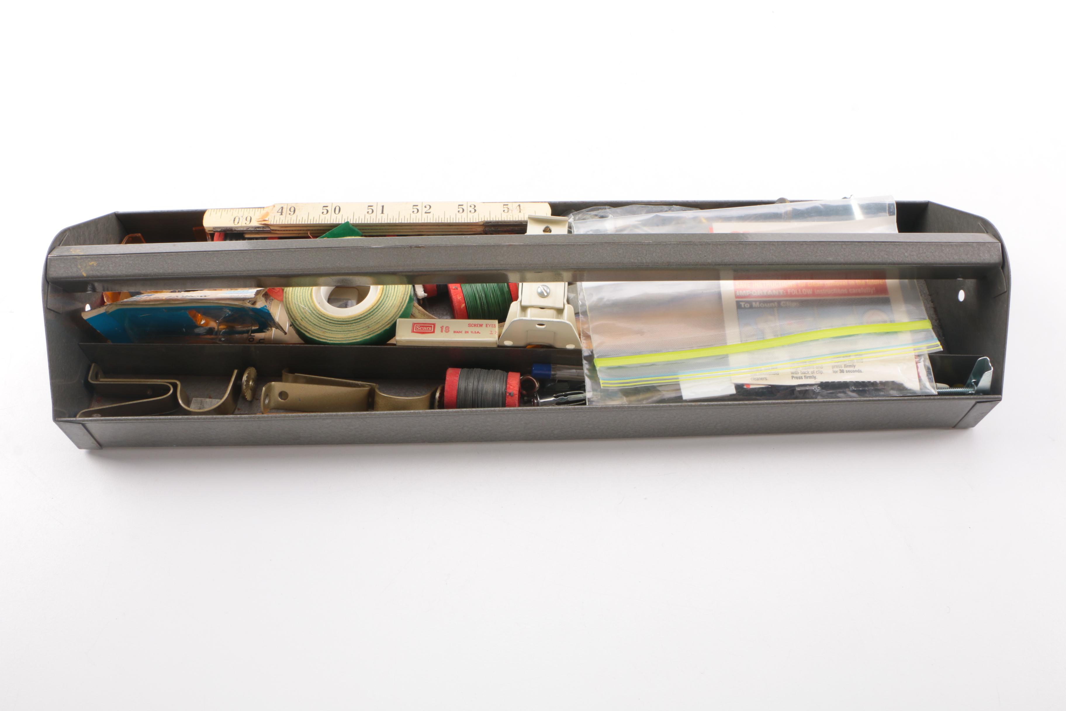 Rectangular Gray Craftsman Tool Box with Tools