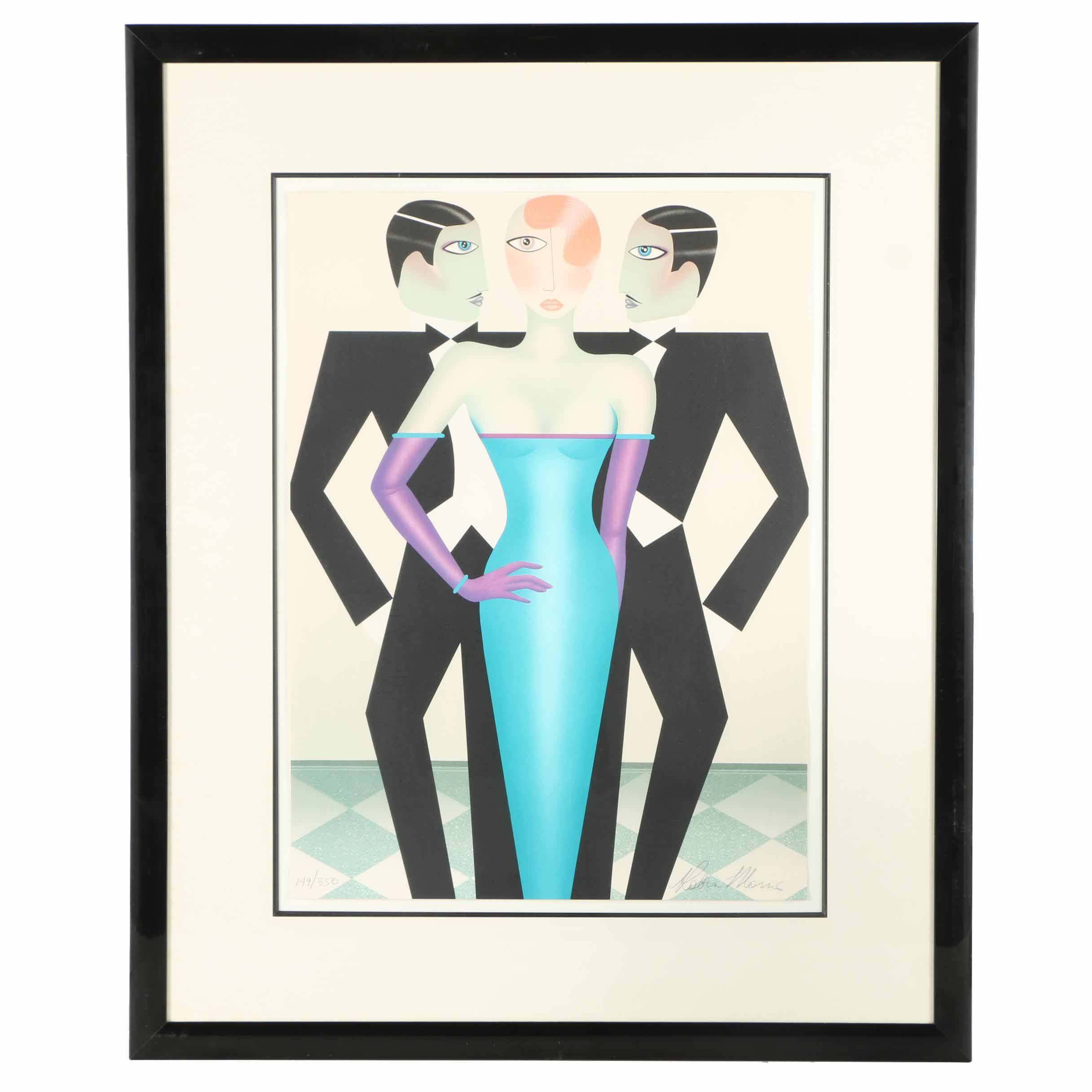 Robin Morris Limited Edition Lithograph on Paper "Rivals"