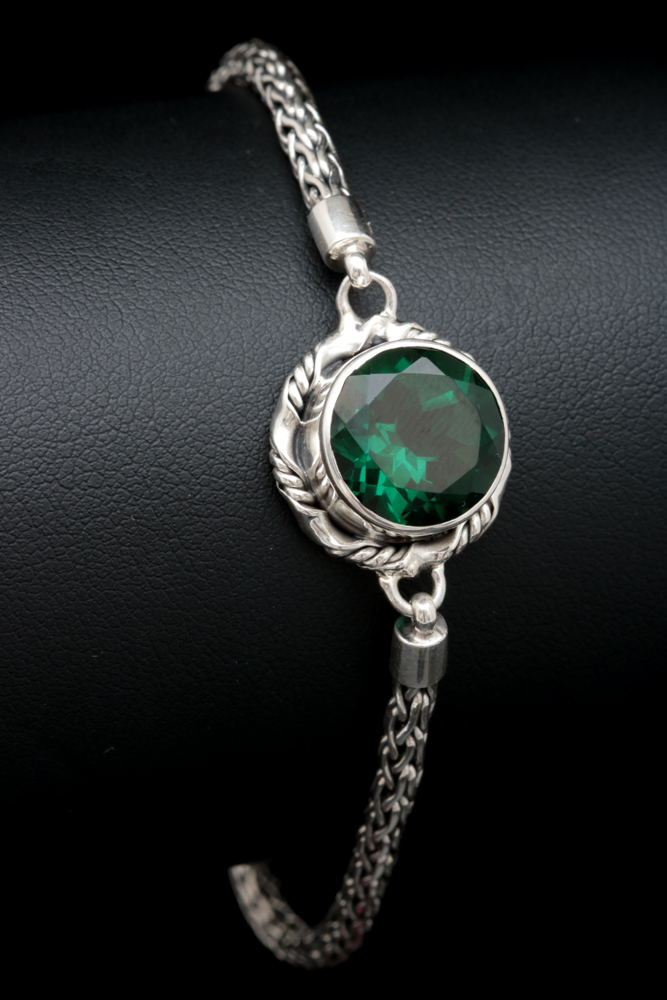 Sterling Silver Green Quartz Bracelet