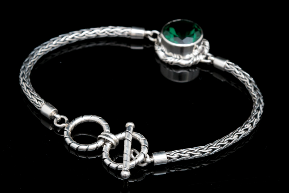 Sterling Silver Green Quartz Bracelet