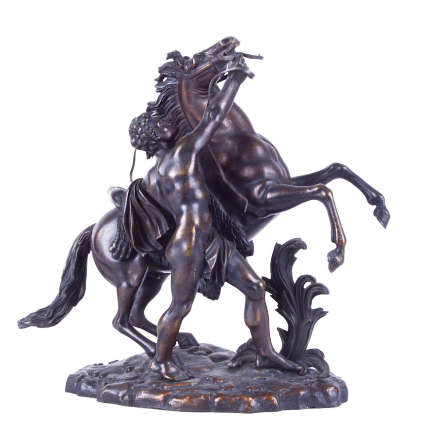 Antique Bronze Marly Horse Sculpture After Coustou
