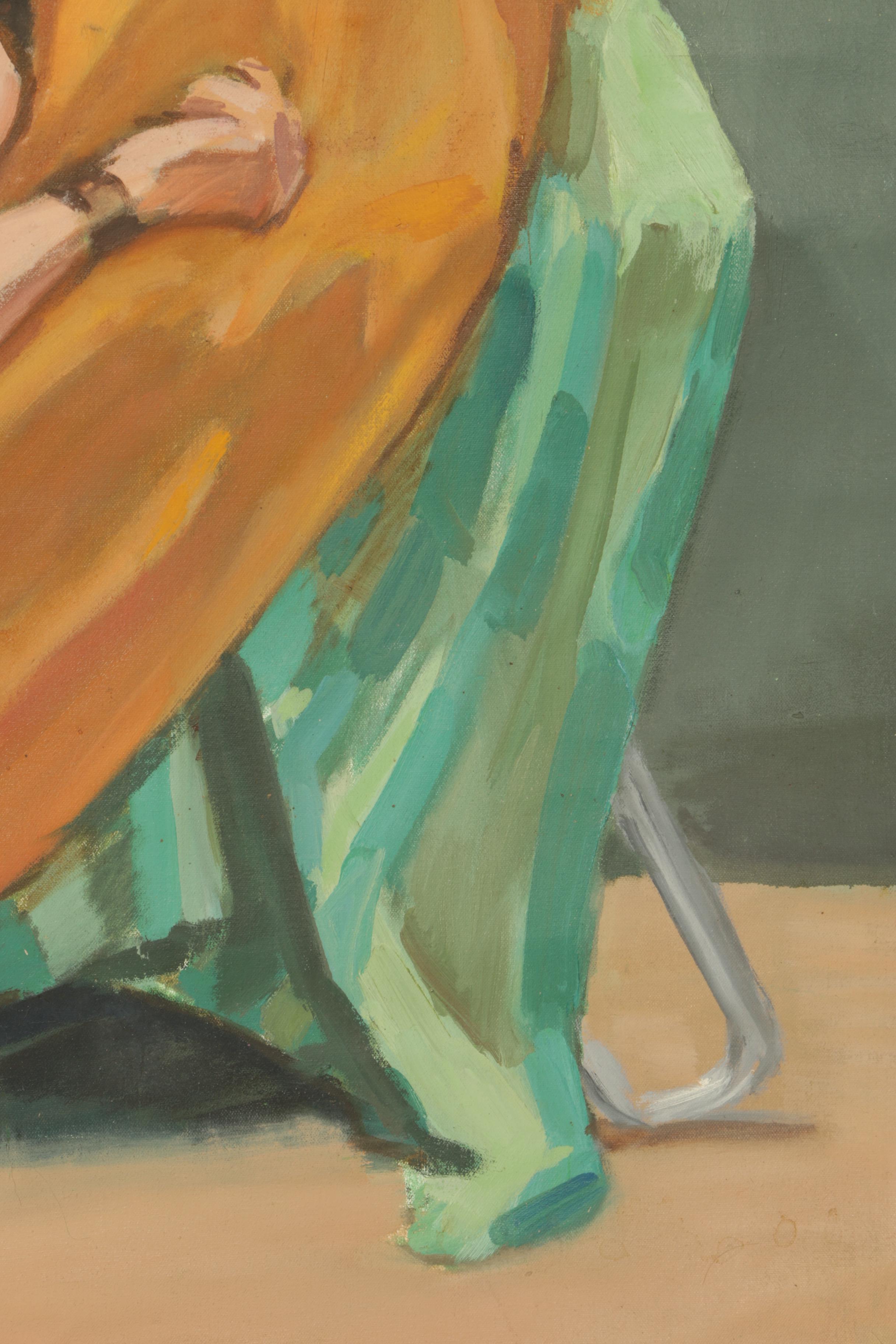 Oil Painting on Unstretched Canvas of Reclining Female Nude