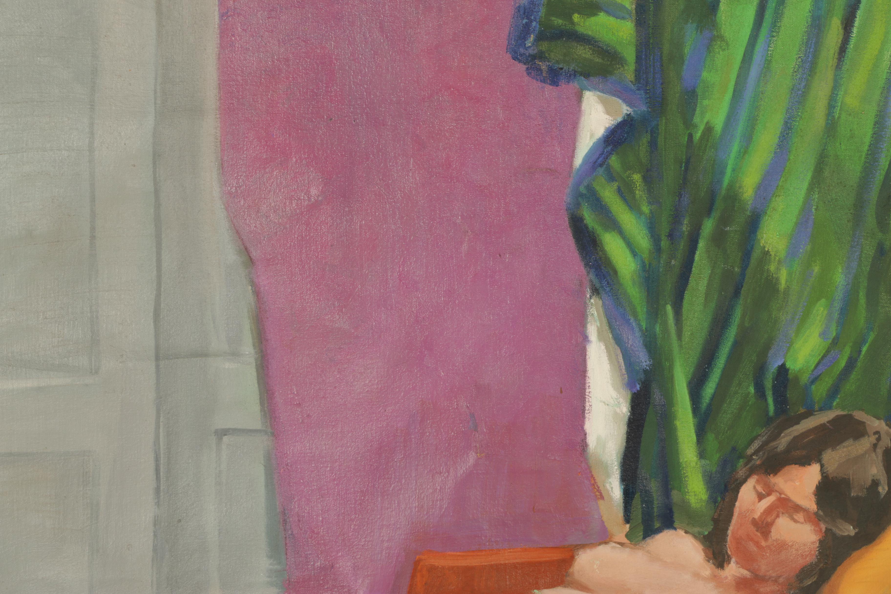 Oil Painting on Unstretched Canvas of Reclining Female Nude