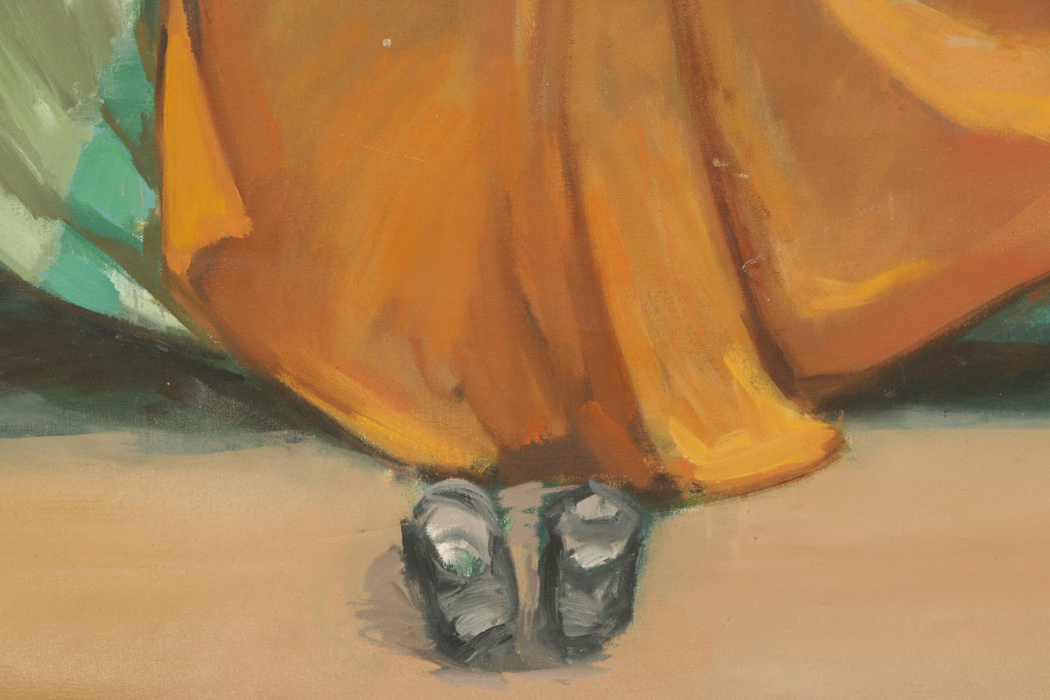 Oil Painting on Unstretched Canvas of Reclining Female Nude