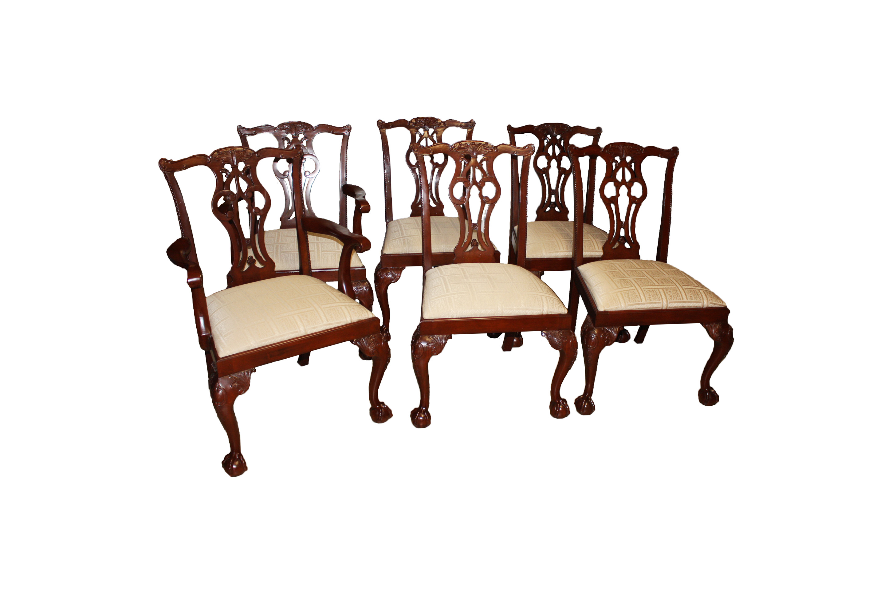 Six Mahogany Chippendale Style Dining Chairs