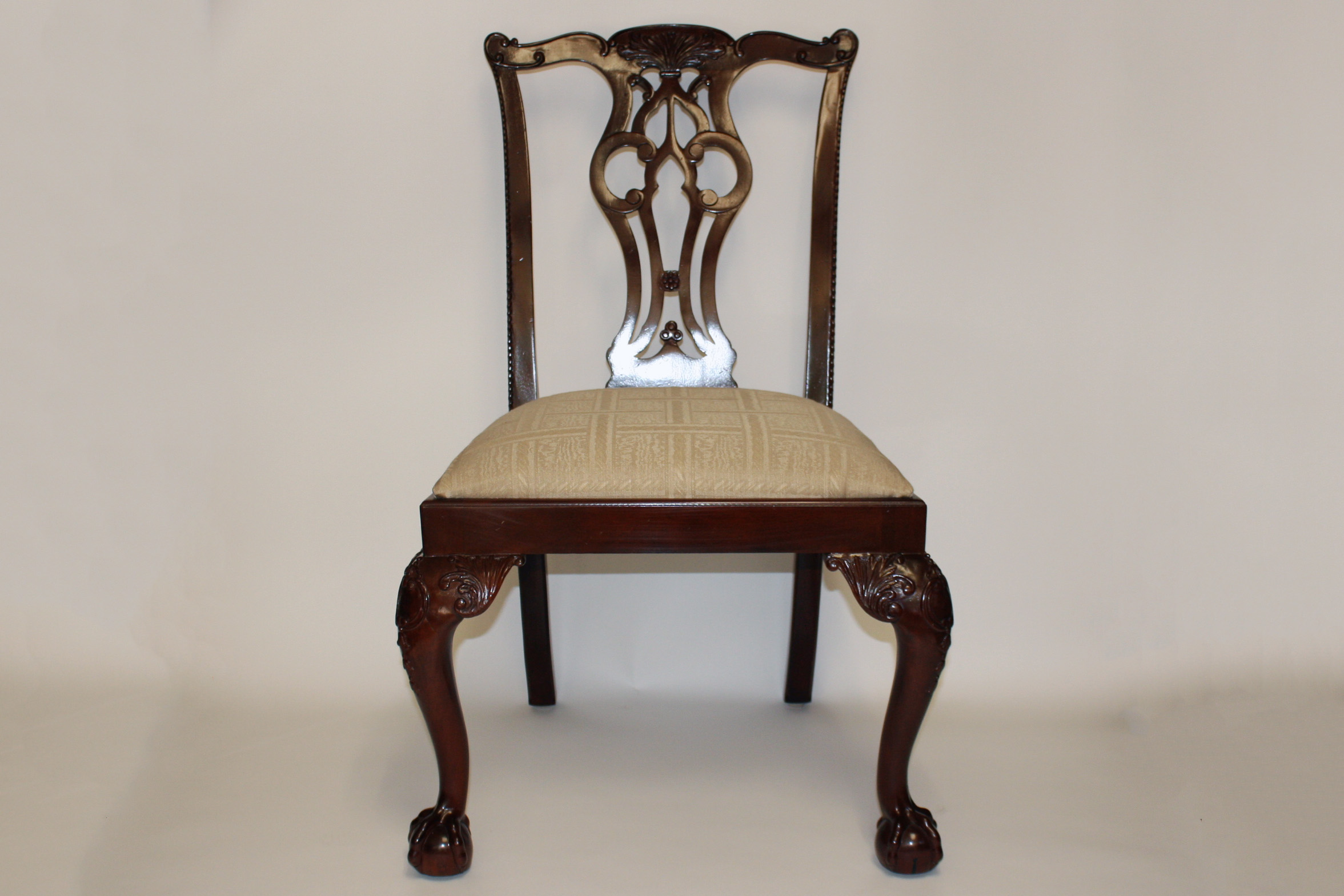 Six Mahogany Chippendale Style Dining Chairs