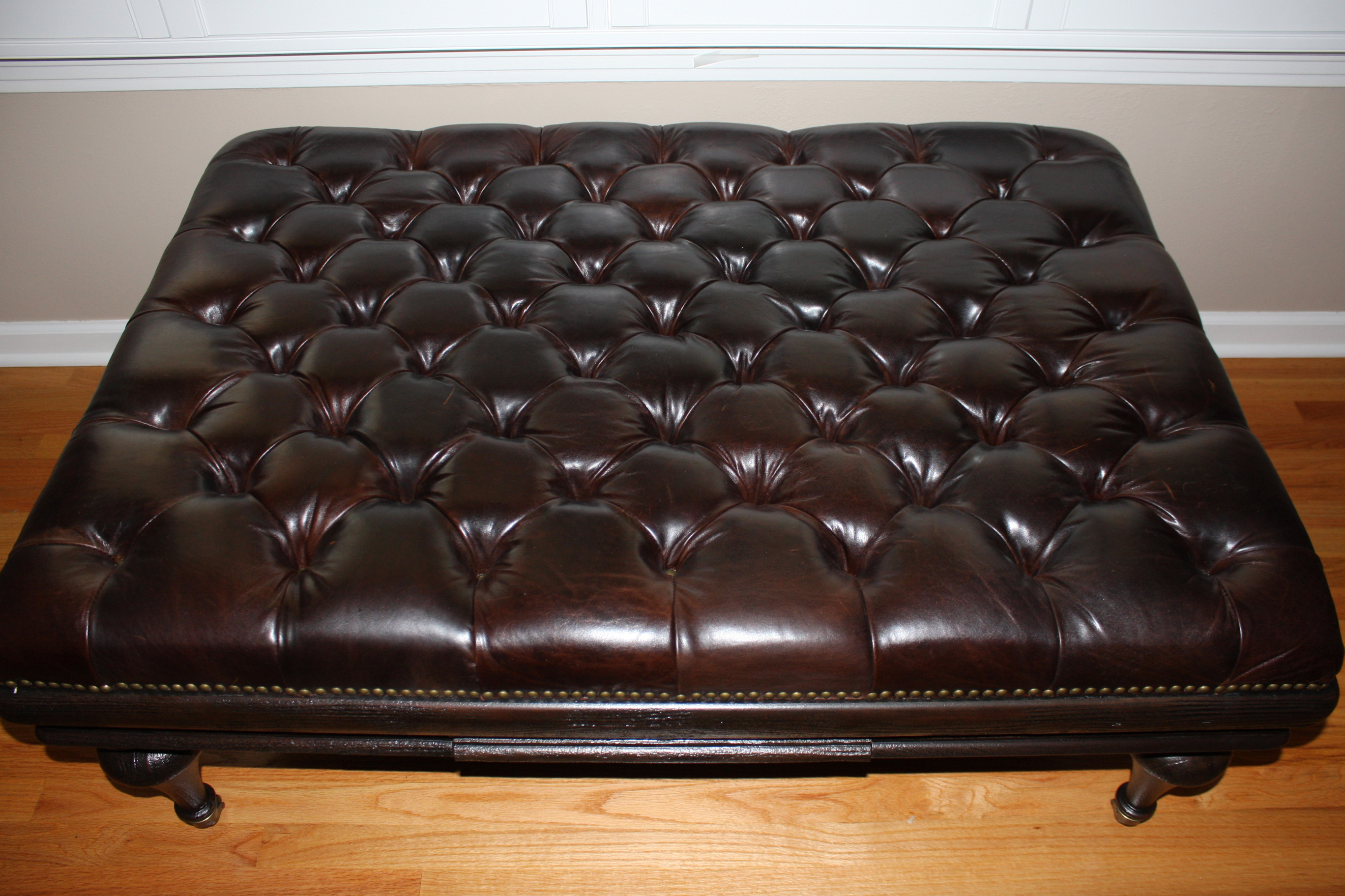 Tufted Leather Ottoman Style Cocktail Table by Bernhardt Furniture