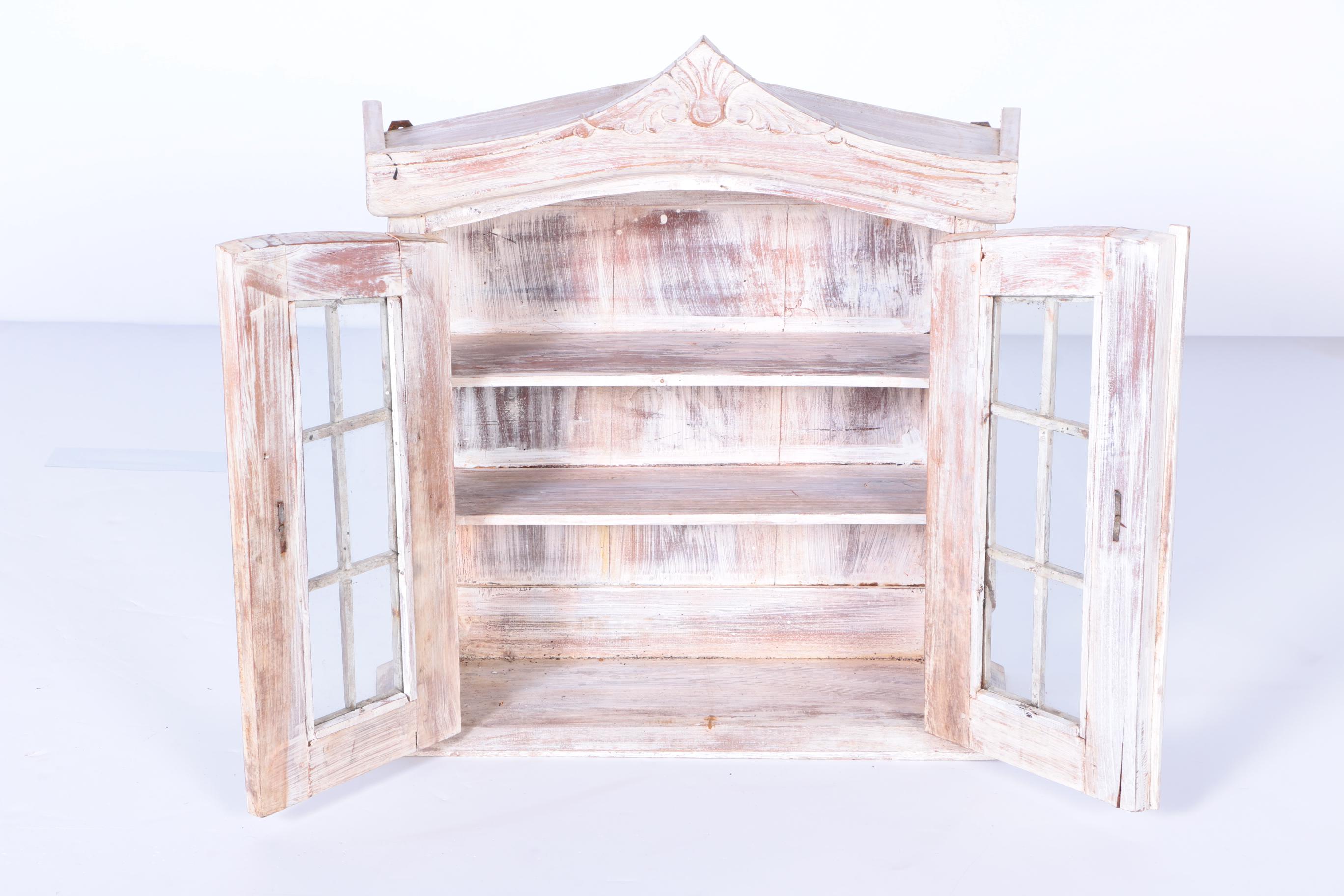 White-Washed Wall or Shelf Display Cabinet