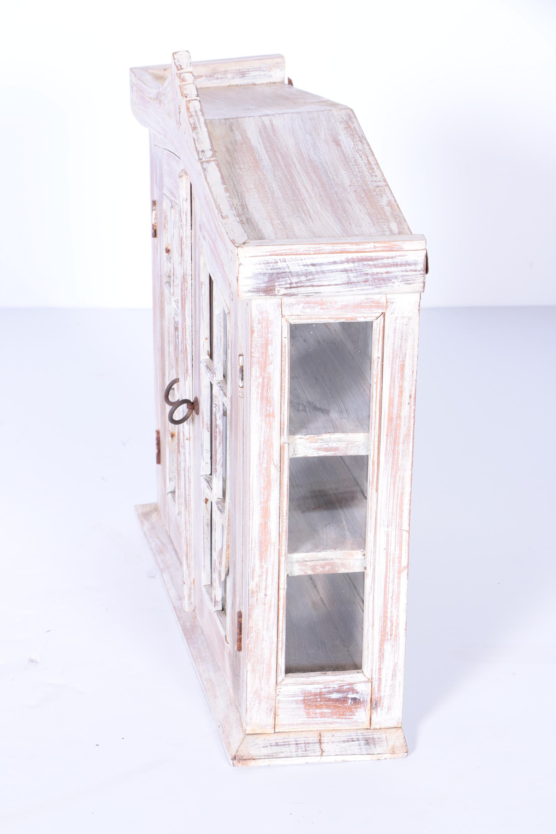 White-Washed Wall or Shelf Display Cabinet