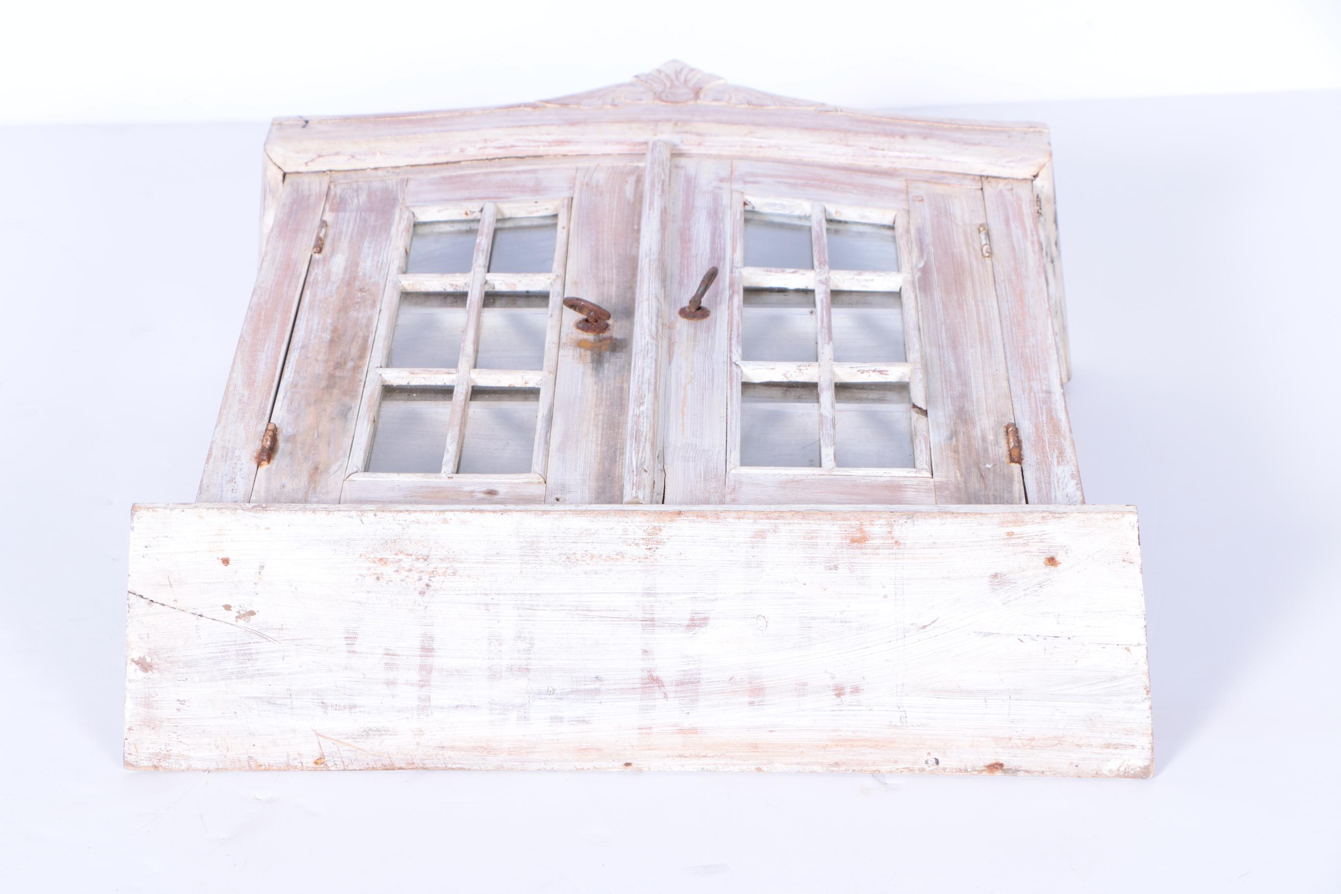 White-Washed Wall or Shelf Display Cabinet