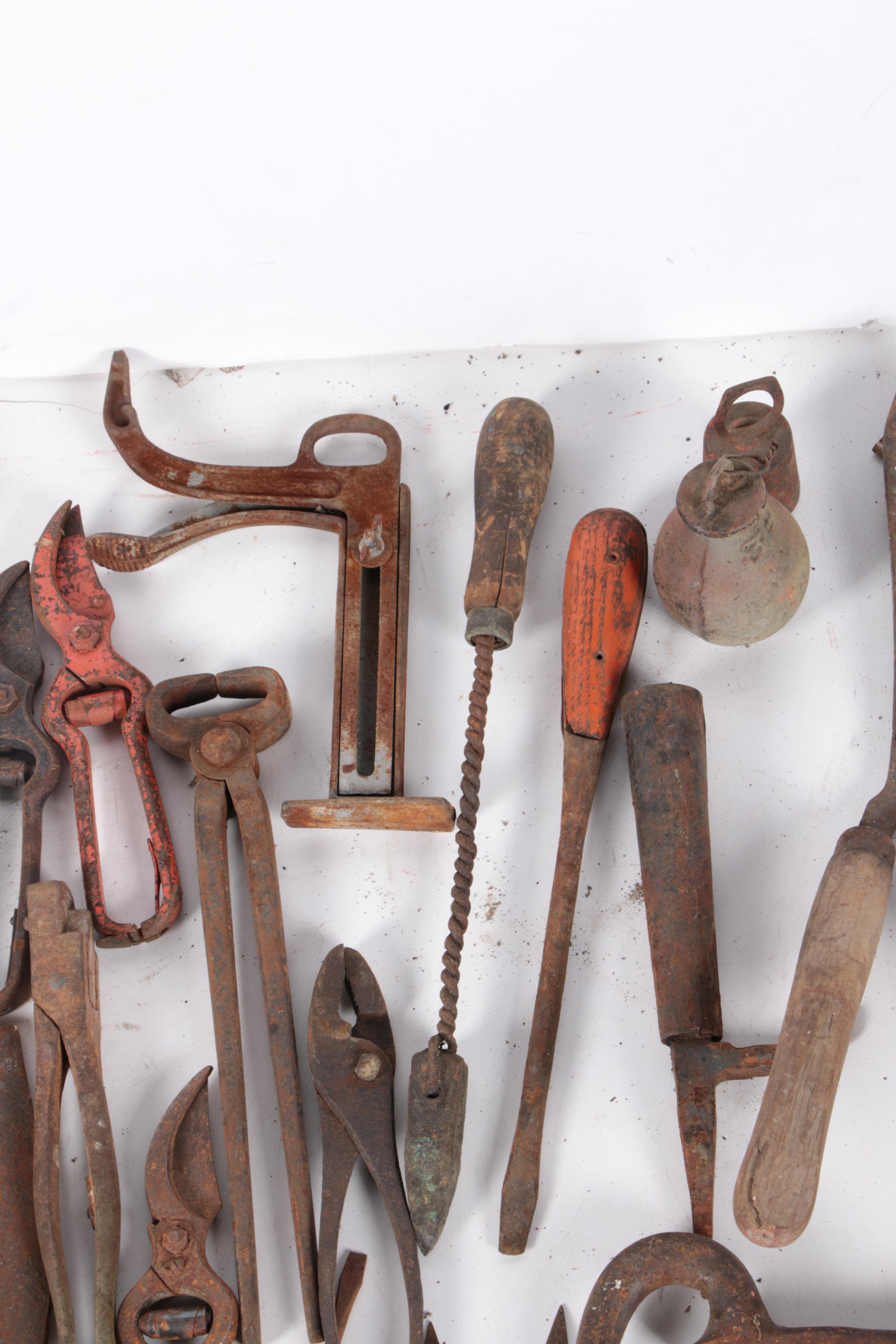 Assorted Metal Tools and Equipment