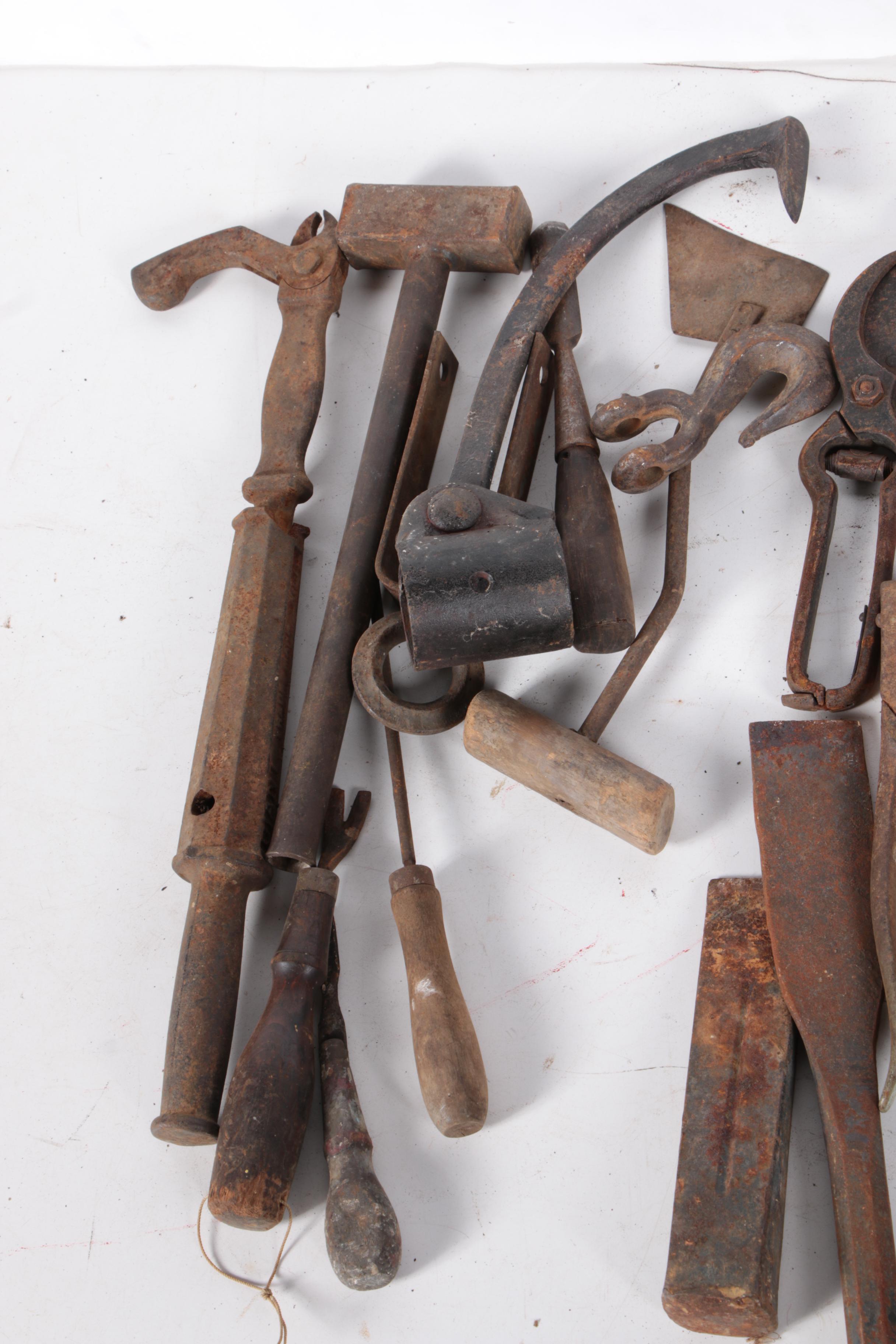 Assorted Metal Tools and Equipment