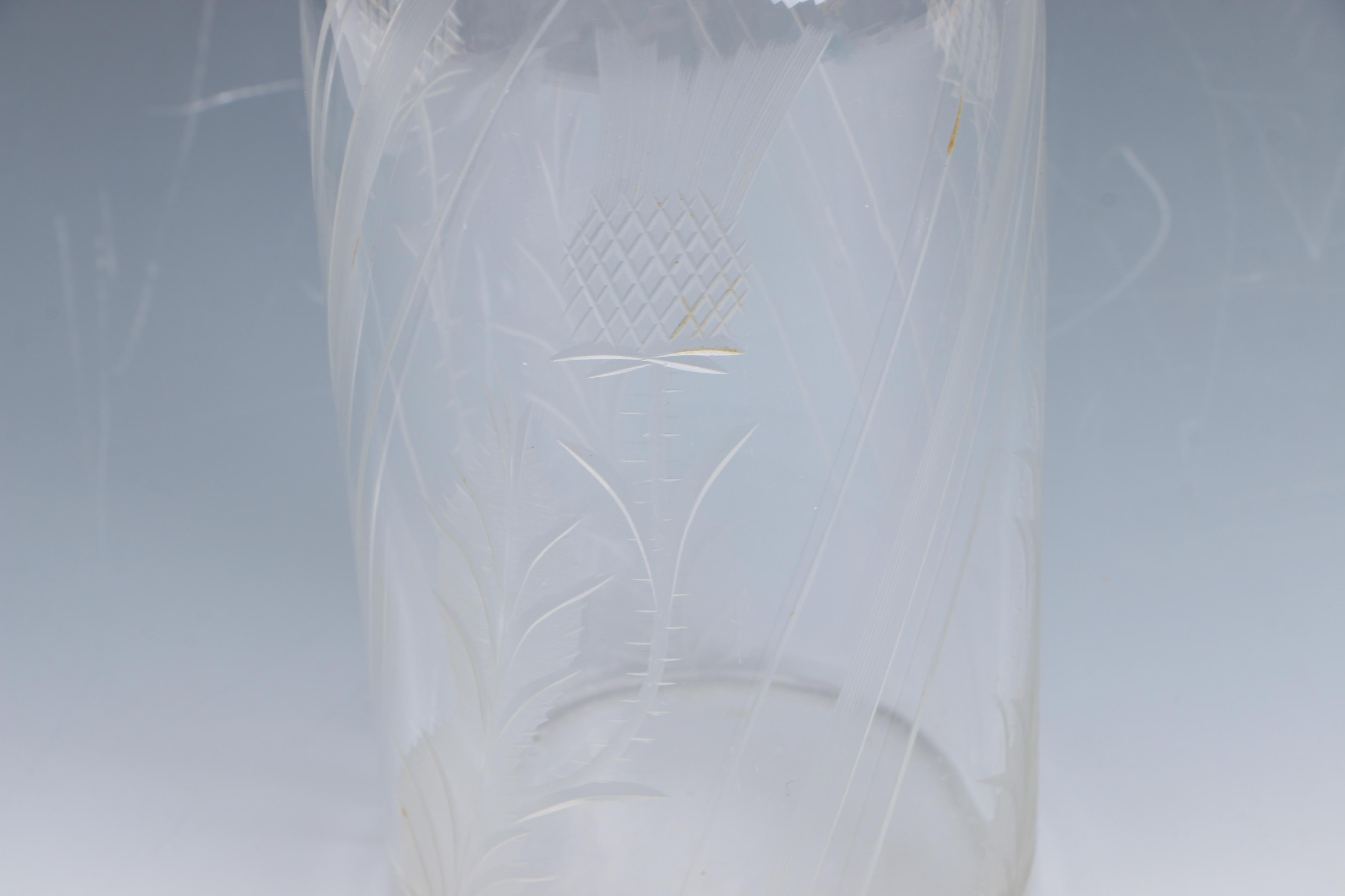 Etched Glass Decanters with Sterling Stoppers