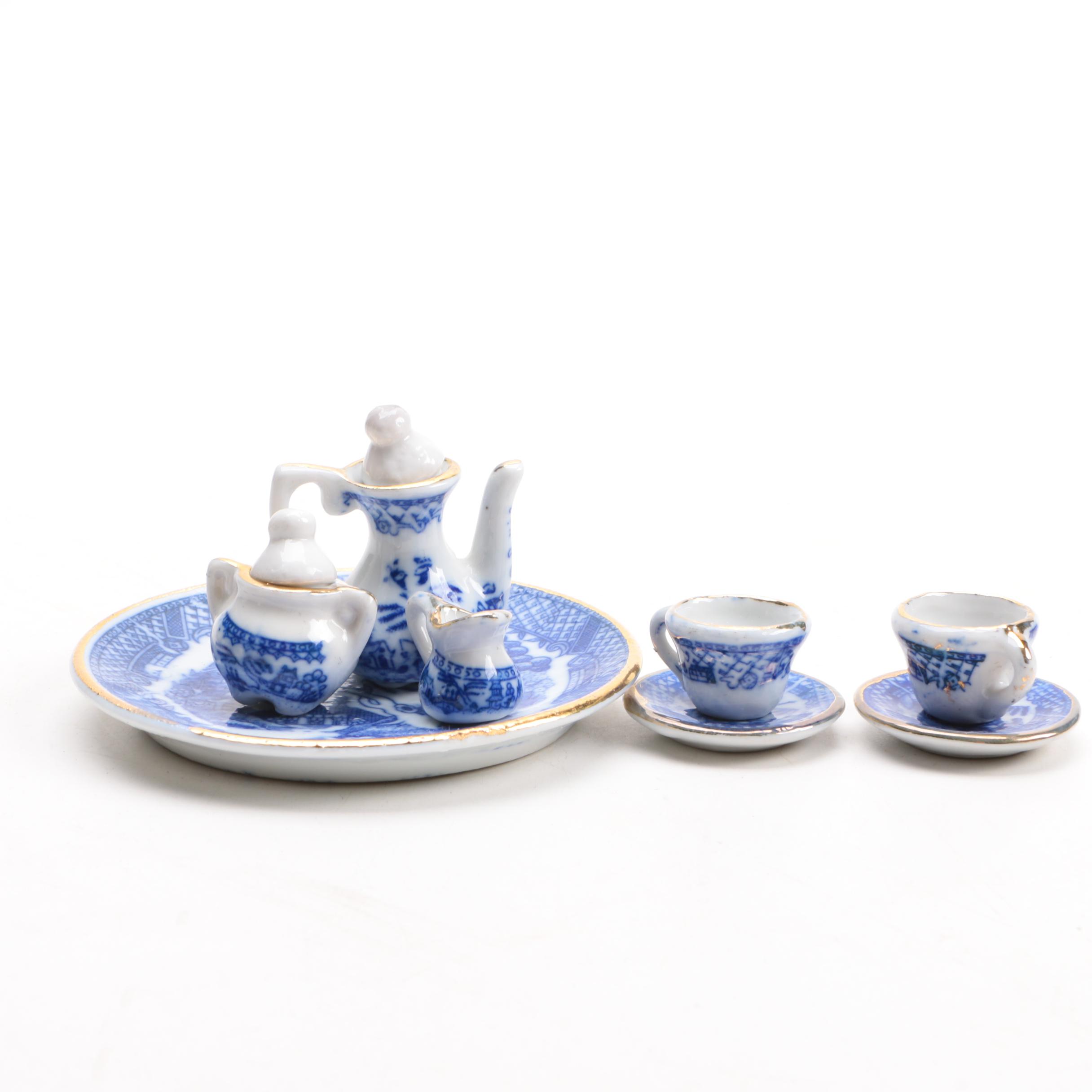 Miniature Blue and White Porcelain Tea Set