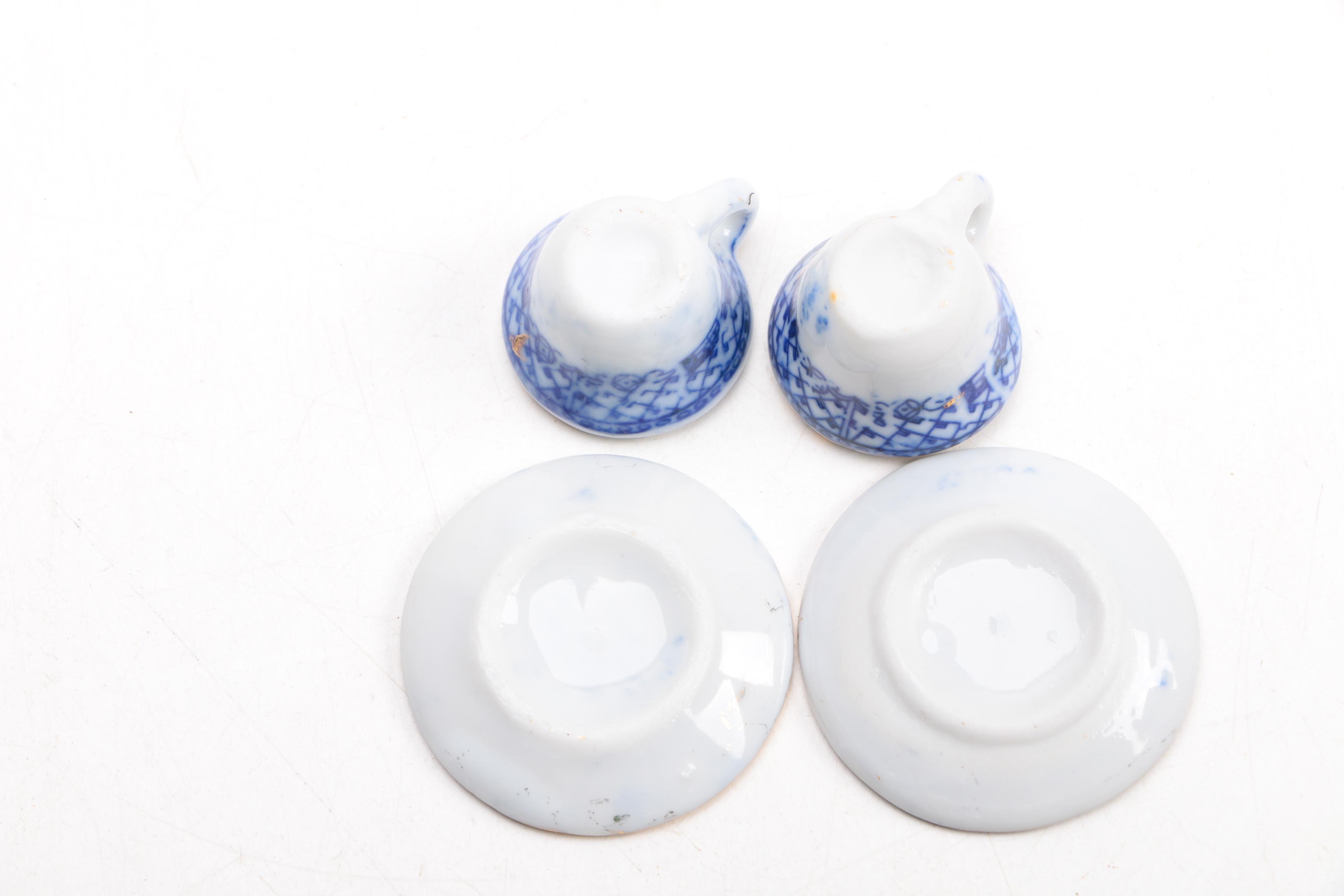 Miniature Blue and White Porcelain Tea Set