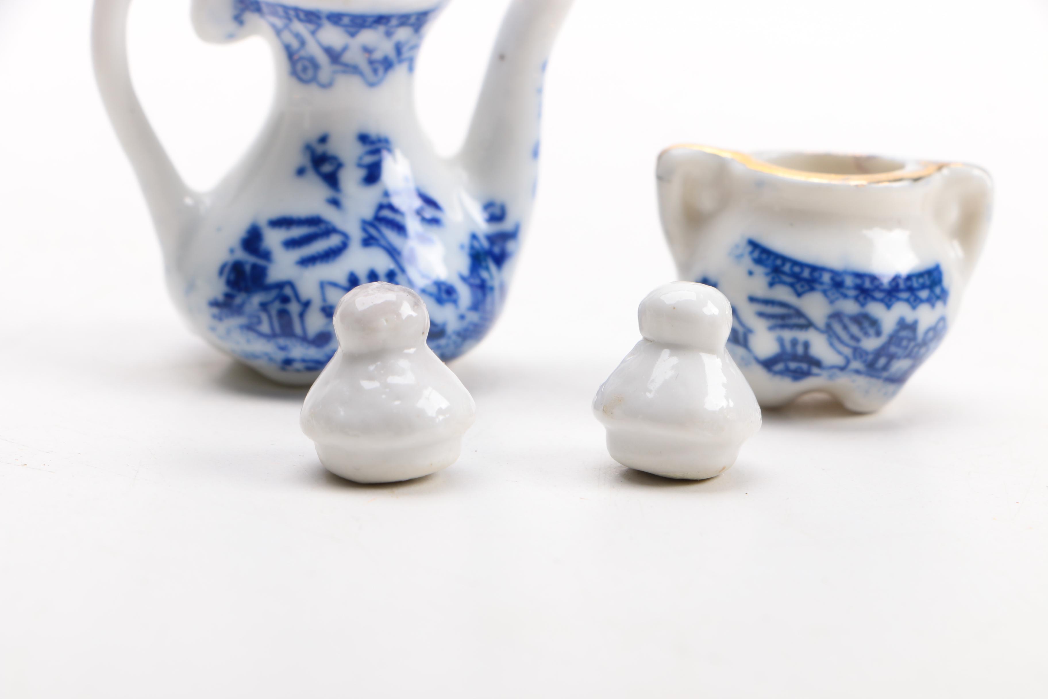 Miniature Blue and White Porcelain Tea Set