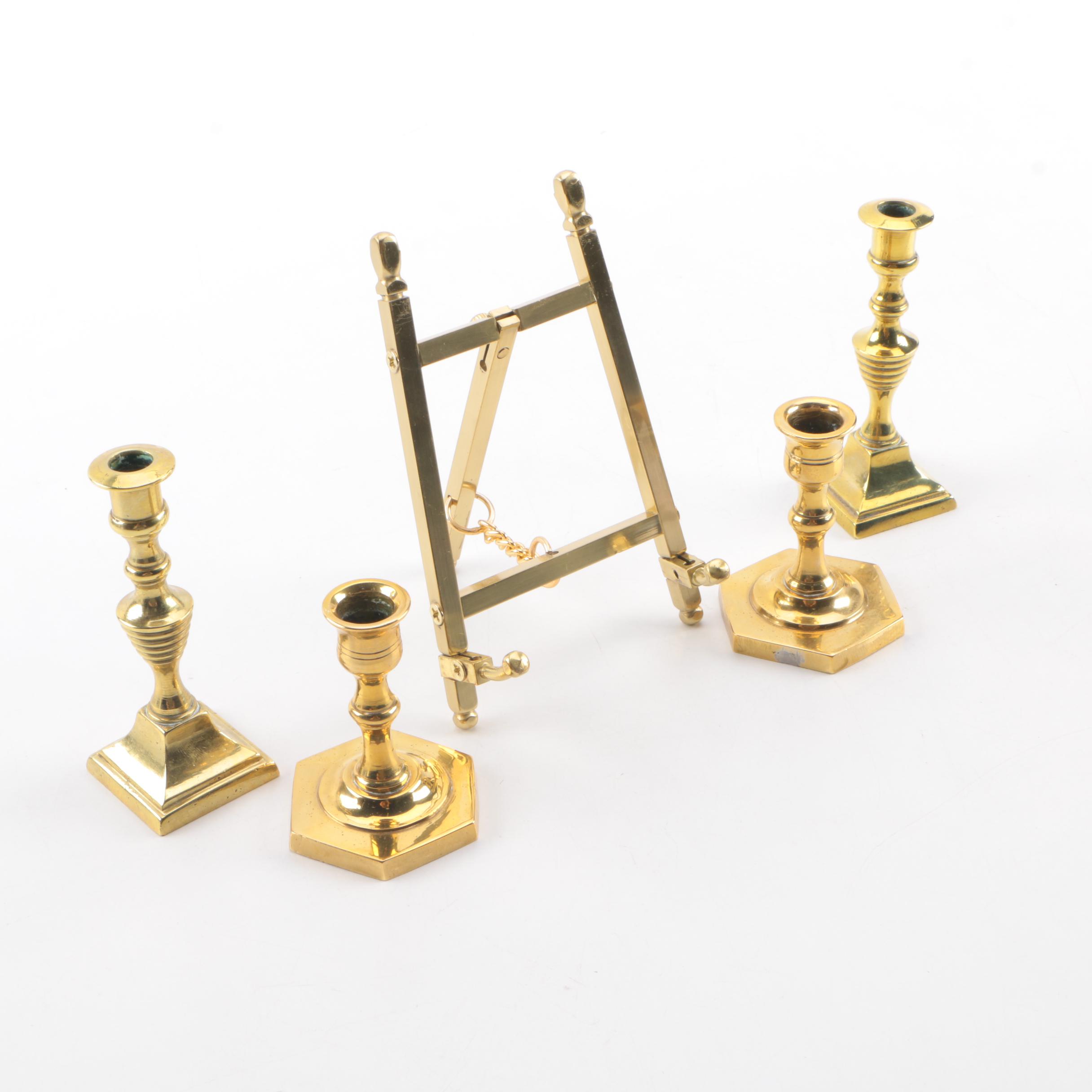 Brass Candlesticks and Stand