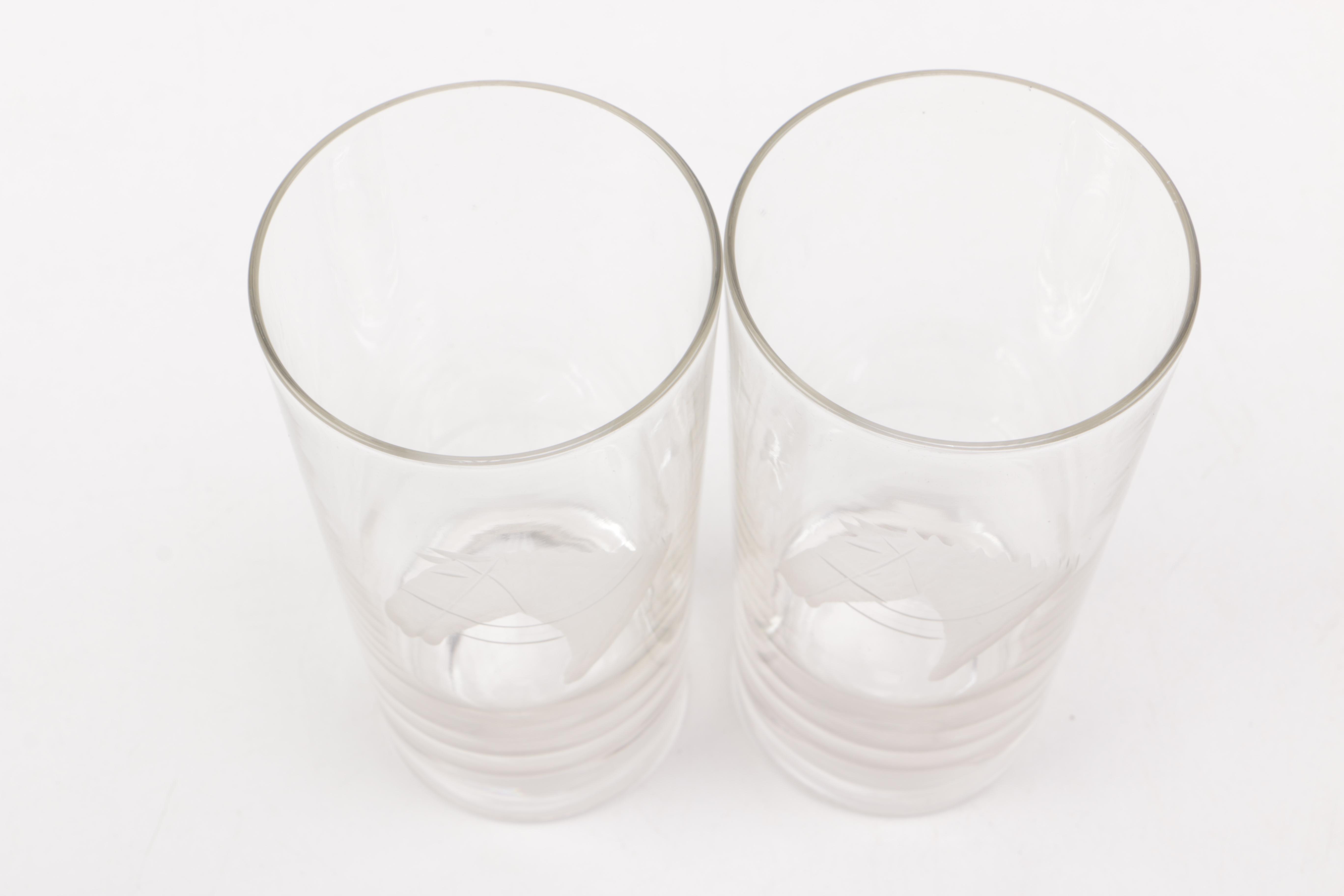 Highball Glasses with Frosted Horse Head